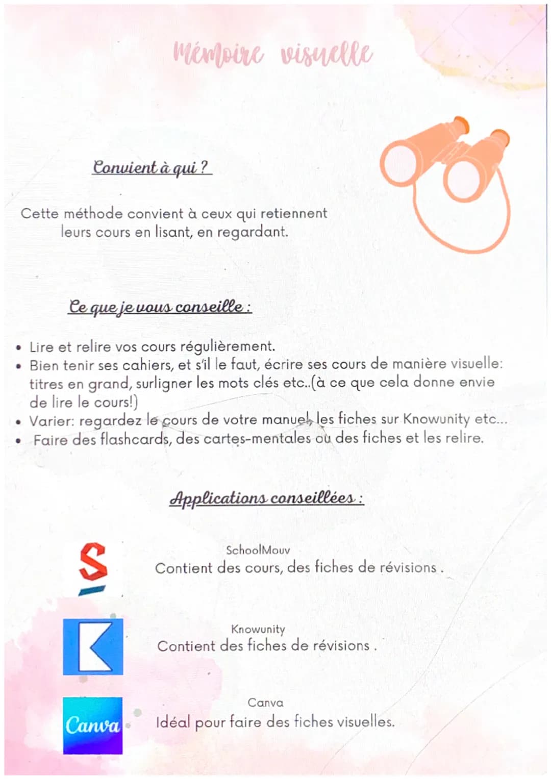 @studygirl
27

Comment réviser ?

méthodes de révision Mémoire auditive

Convient à qui?

Cette méthode convient à ceux qui
retiennent leurs