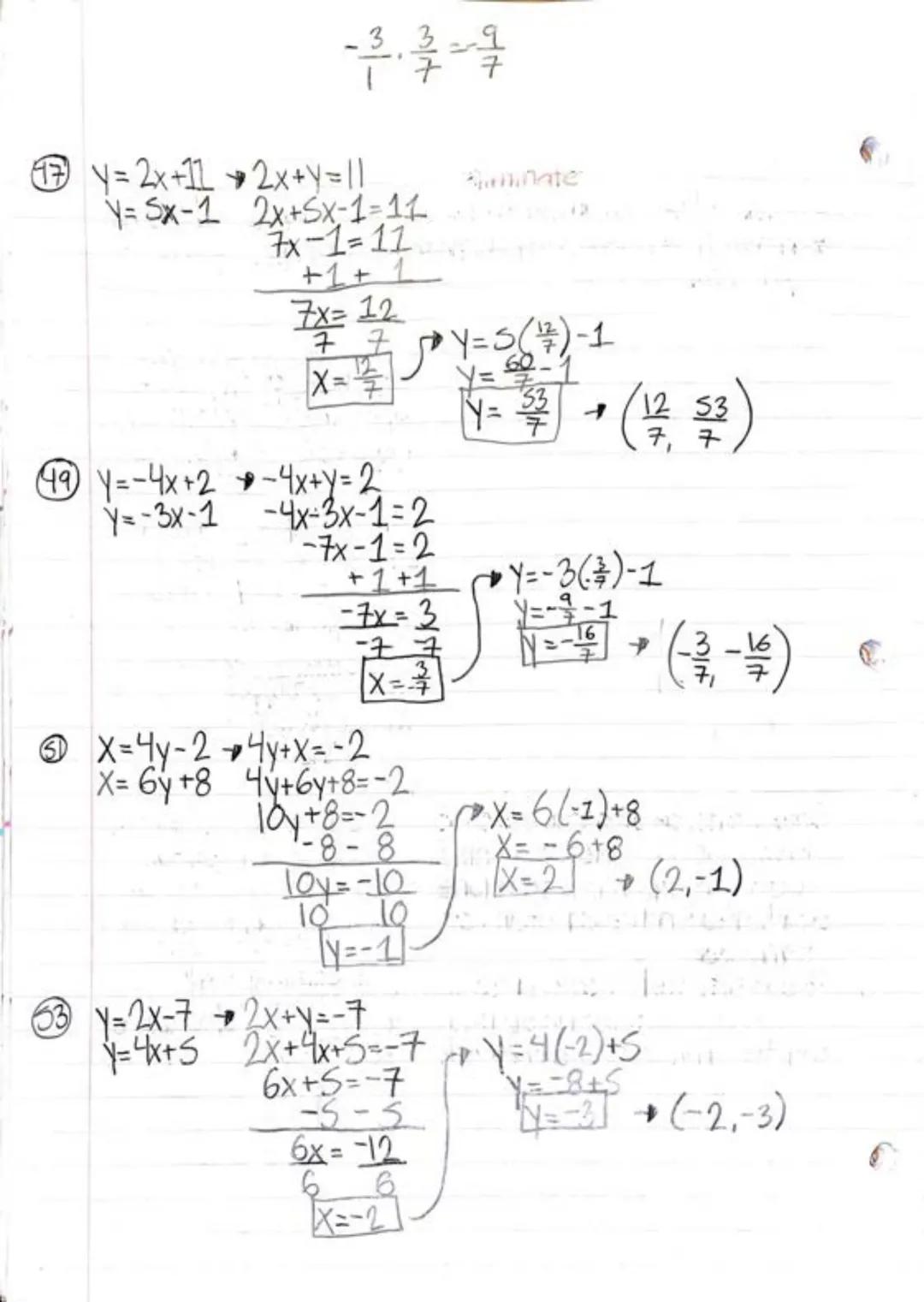 # Section 6.2: Solving Systems of Linear Equations (Substitution) 3/25/18

1.  Finding a graphical solution of a system of equations is base