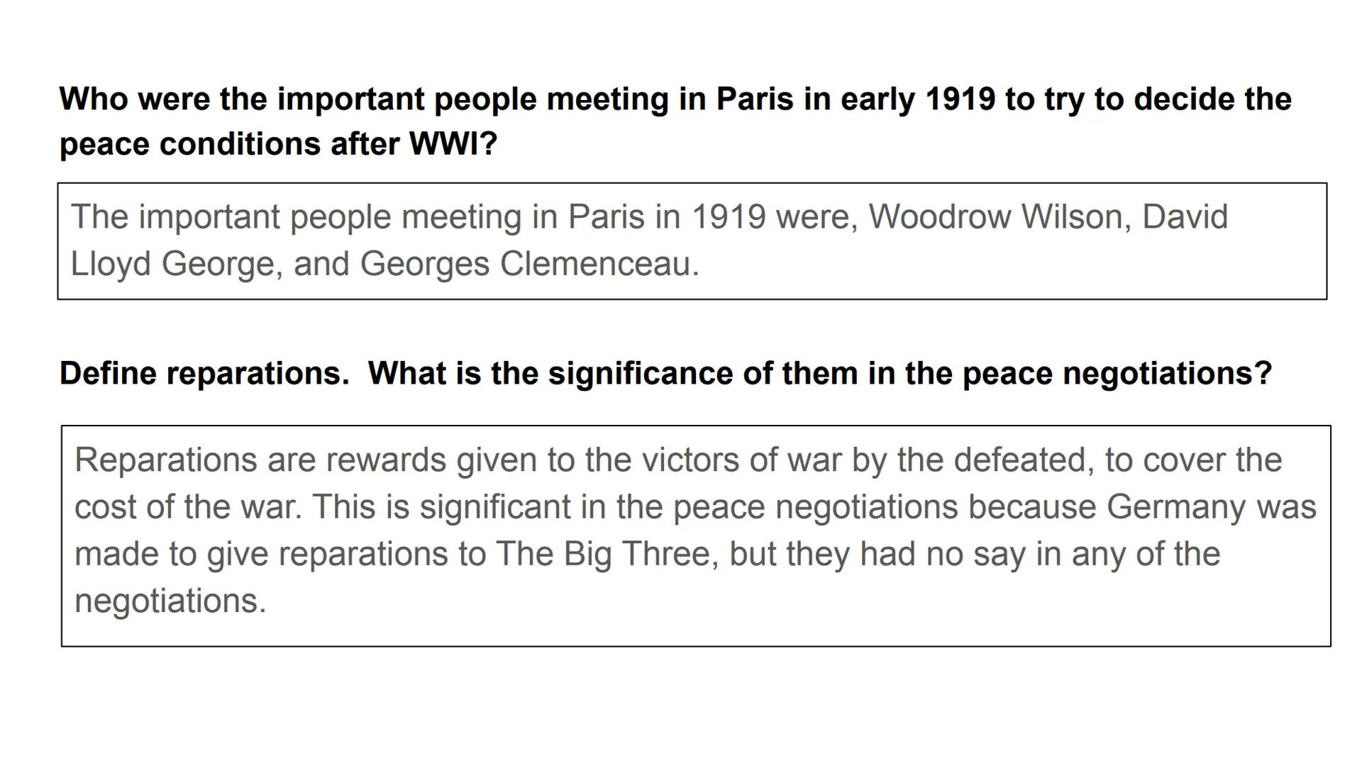 # The End of WWI

Fourteen Points vs. Treaty of Versailles Directions

Use your textbook pp. 341-343 and this
link: Fourteen Points v. Treat