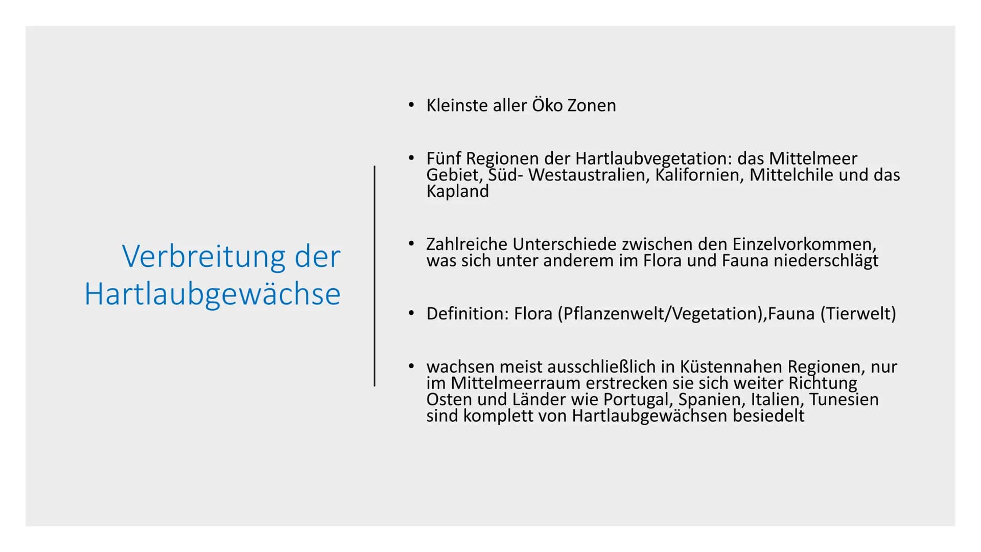 5.Vegetationszone
Hartlaubgehölze -   Wichtige Informationen
-   Klima in Spanien
-   Wasserverteilung Spaniens
-   Gründe der Wasserkriese

