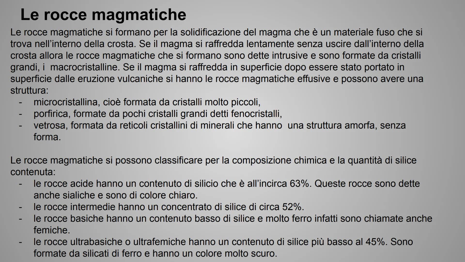 # LE ROCCE # Che cosa sono le rocce?

Una roccia è un solido naturale formato da uno o più minerali
tenuti insieme in un aggregato compatto.