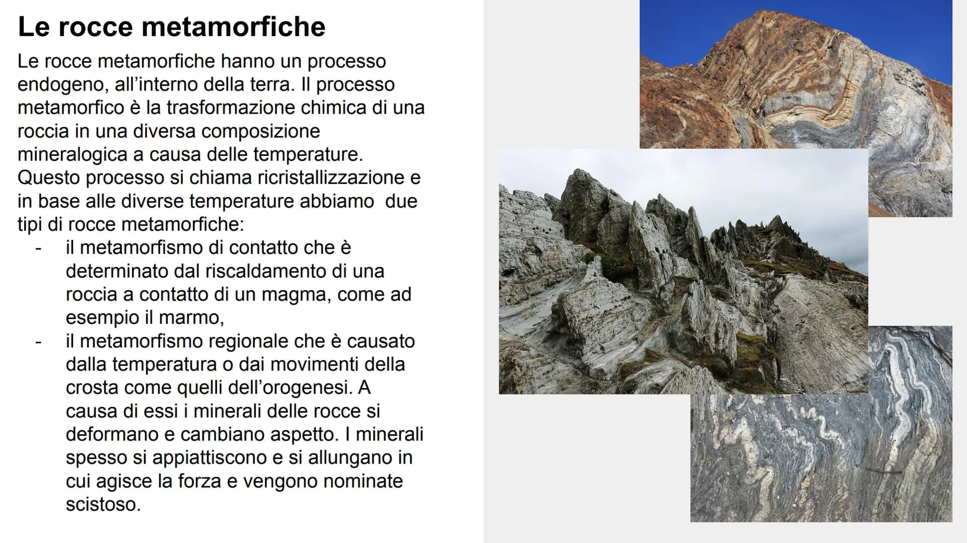 # LE ROCCE # Che cosa sono le rocce?

Una roccia è un solido naturale formato da uno o più minerali
tenuti insieme in un aggregato compatto.