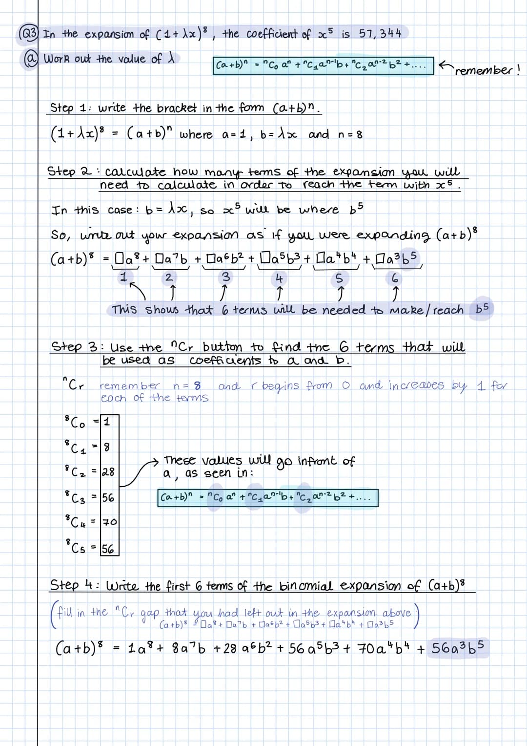 <h2>Binomial Expansion Examples and Practice Questions PDF</h2>
<p>(5) Find the full expansion of:</p>
<p>@(2+x)^4</p>
<h3>Step 1: Write the