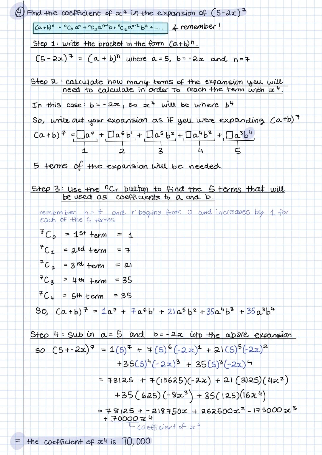 <h2>Binomial Expansion Examples and Practice Questions PDF</h2>
<p>(5) Find the full expansion of:</p>
<p>@(2+x)^4</p>
<h3>Step 1: Write the