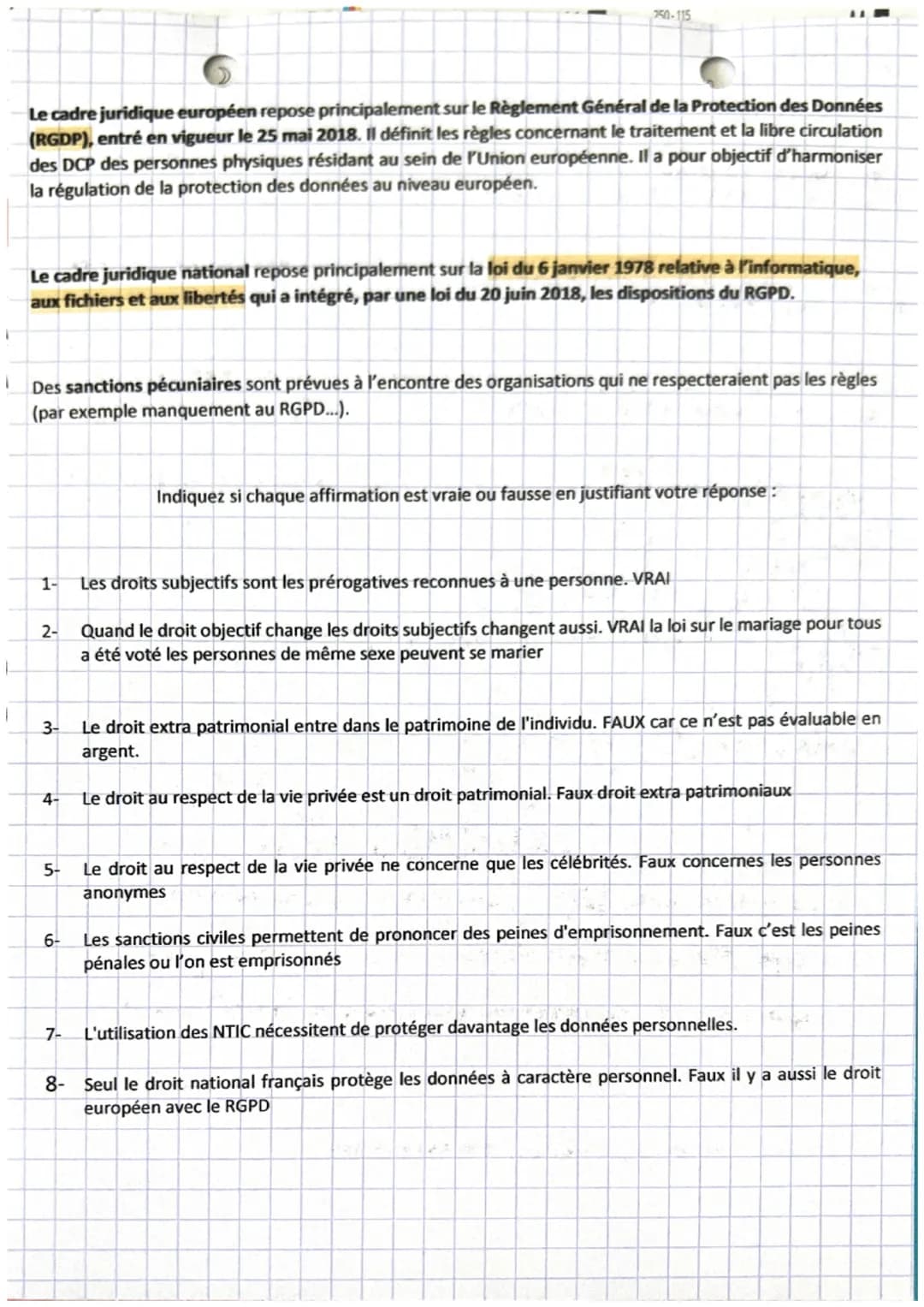 - droit
Chapitre 10

Introduction:

L'acquisition de la personnalité juridique entraîne l'octroi de droits subjectifs.

Parmi ces droits, ce