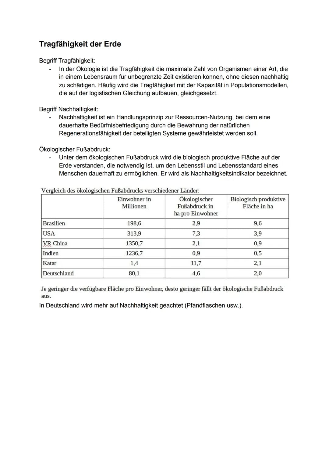 # Tragfähigkeit der Erde

Begriff Tragfähigkeit:
- In der Ökologie ist die Tragfähigkeit die maximale Zahl von Organismen einer Art, die
in 
