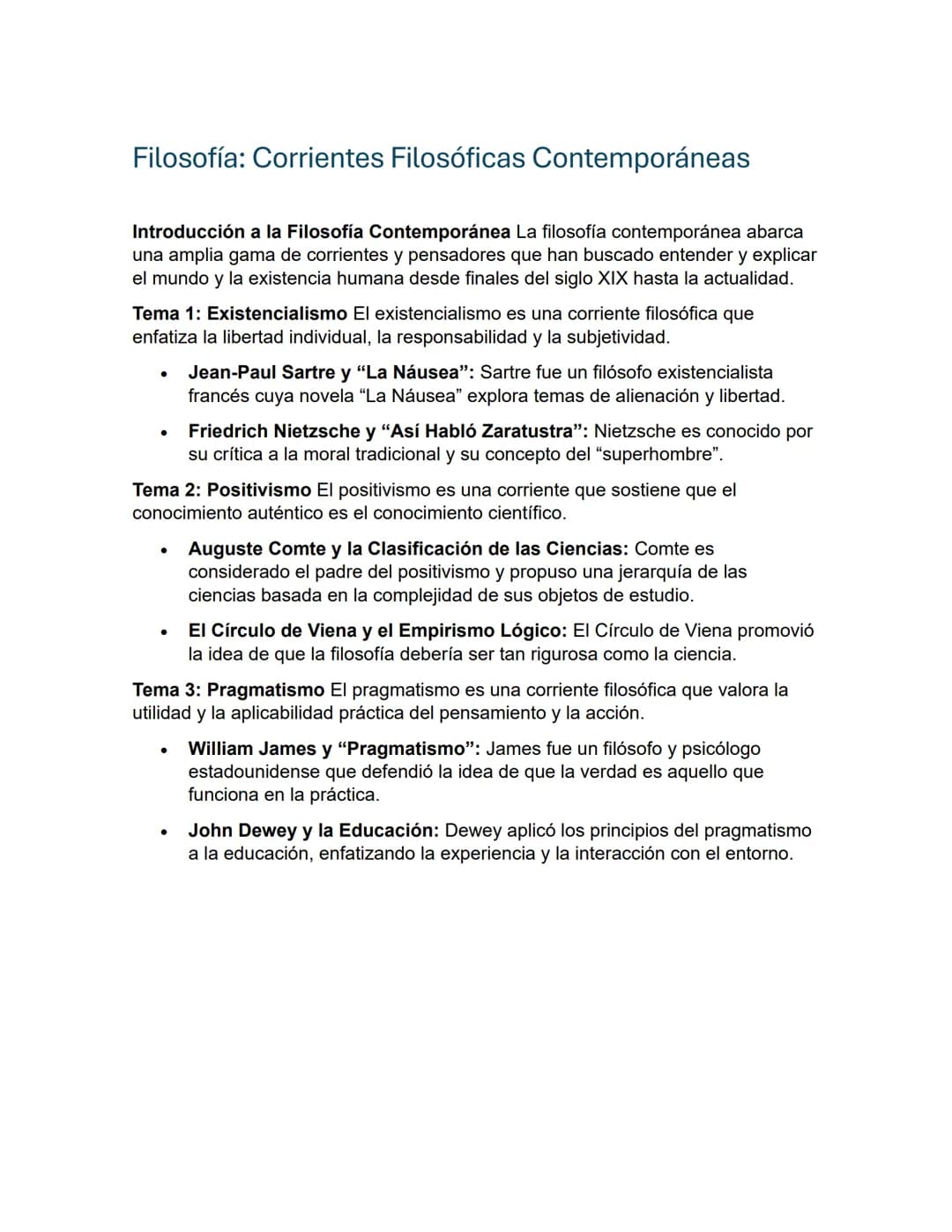 # Filosofía: Corrientes Filosóficas Contemporáneas

Introducción a la Filosofía Contemporánea La filosofía contemporánea abarca
una amplia g