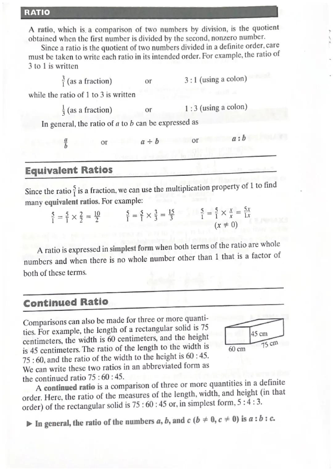 # RATIO

A ratio, which is, a comparison of two numbers by division, is the quotient
obtained when the first number is divided by the second