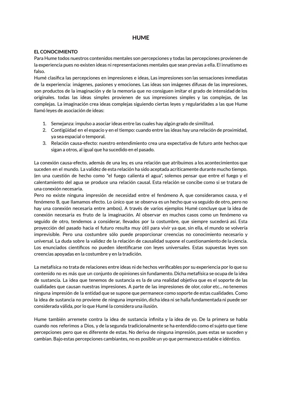 # HUME

EL CONOCIMIENTO

Para Hume todos nuestros contenidos mentales son percepciones y todas las percepciones provienen de
la experiencia 