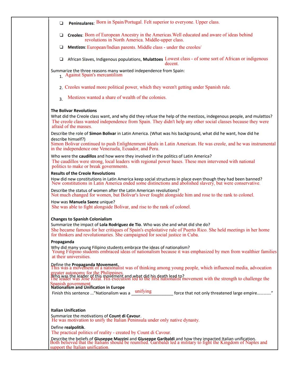 Name: Mia Oberlander
Date: Class: D

APWH | Unit 5: Revolutions from c. 1750 - c. 1900
Directions: For each reading section define the impor