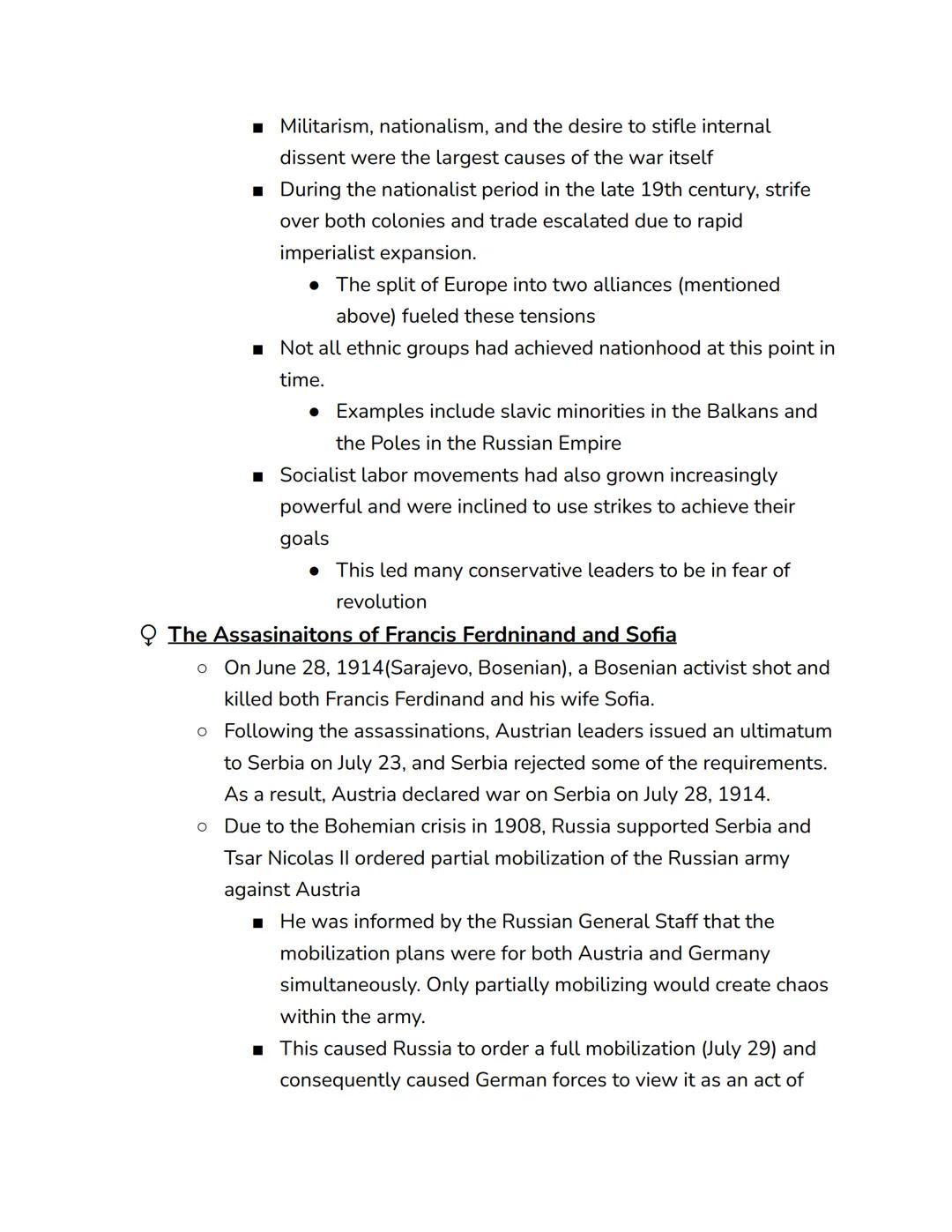 # Timeline
## World War I
*   The assainations of Francis Ferdinand and Sophia (June 28, 1914)
*   The war began (July 28, 1914)
*   Battle 
