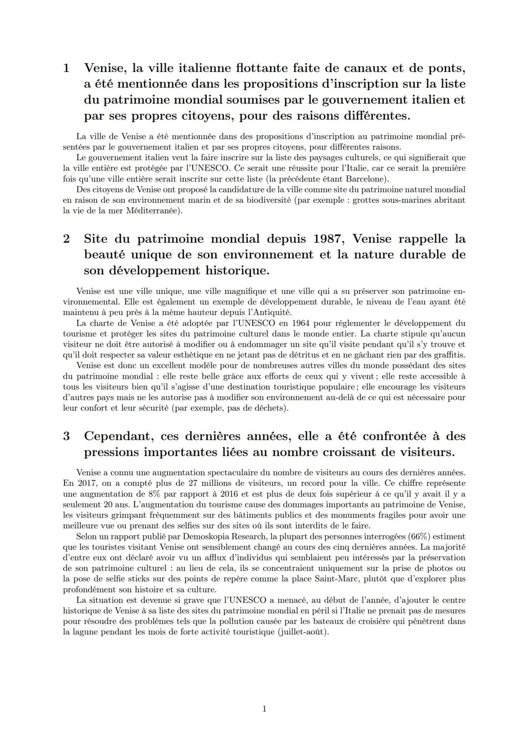 LYCEE GENERAL ET TECHNOLOGIQUE LA BRUYERE

Venise, entre valorisation touristique et
protection du patrimoine

18 mai 2022

AFFICHARD-PIERRI