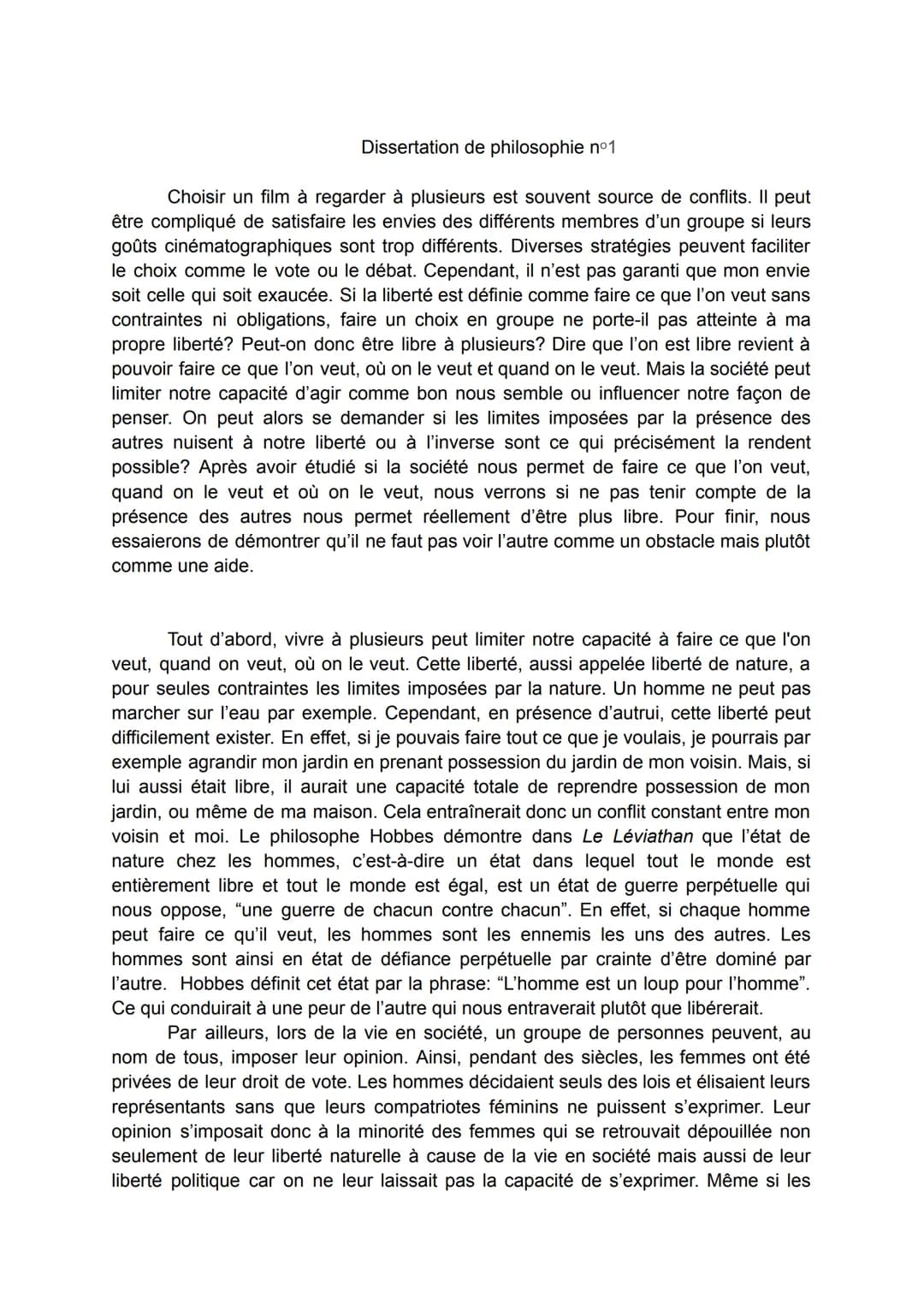 Dissertation de philosophie n°1

Choisir un film à regarder à plusieurs est souvent source de conflits. Il peut
être compliqué de satisfaire