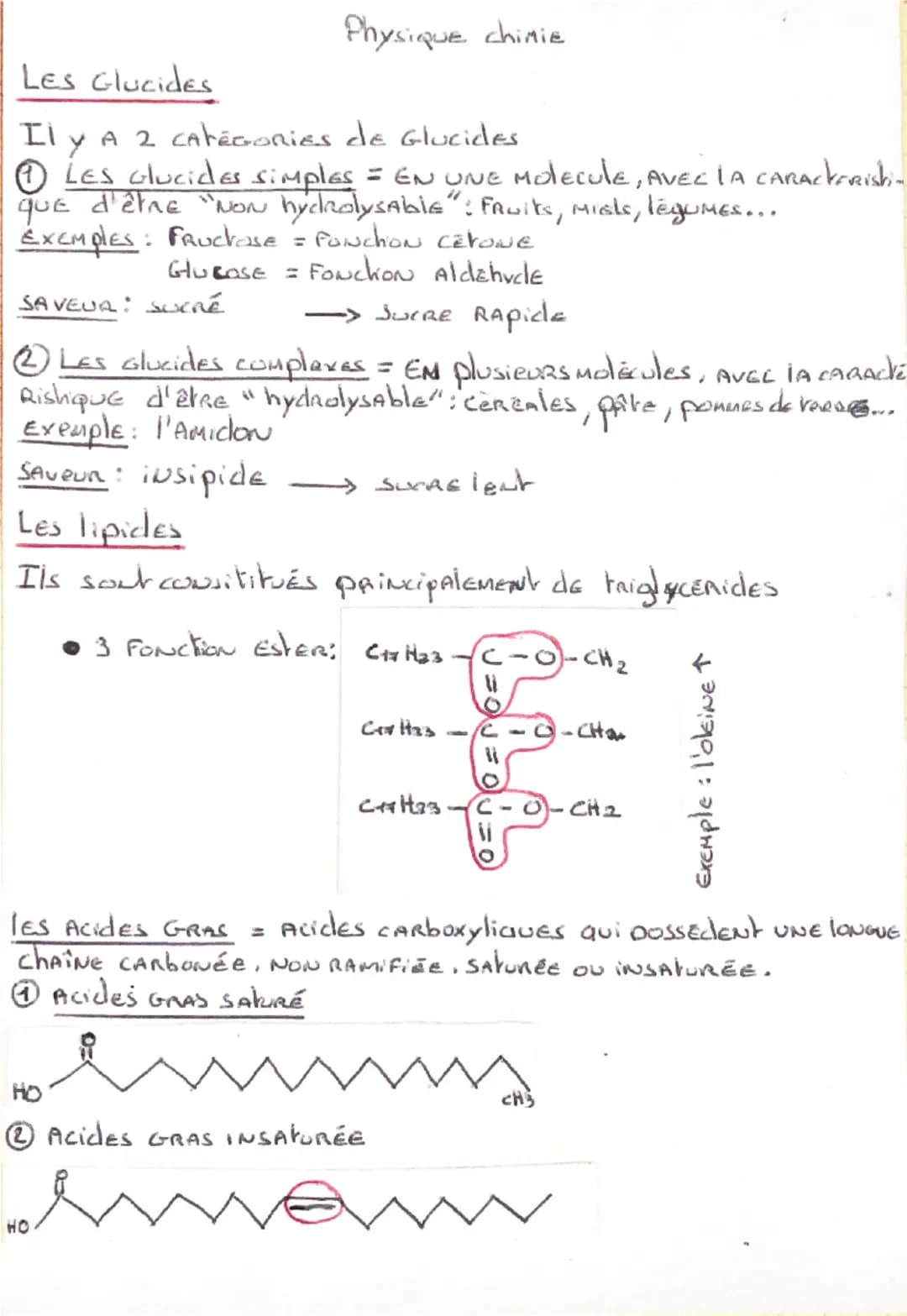 Physique chimie

Les Glucides

Il y a 2 catégories de Glucides

① Les Glucides simples = EN UNE Molecule, AVEC LA CARAckerishi-
que d'être "