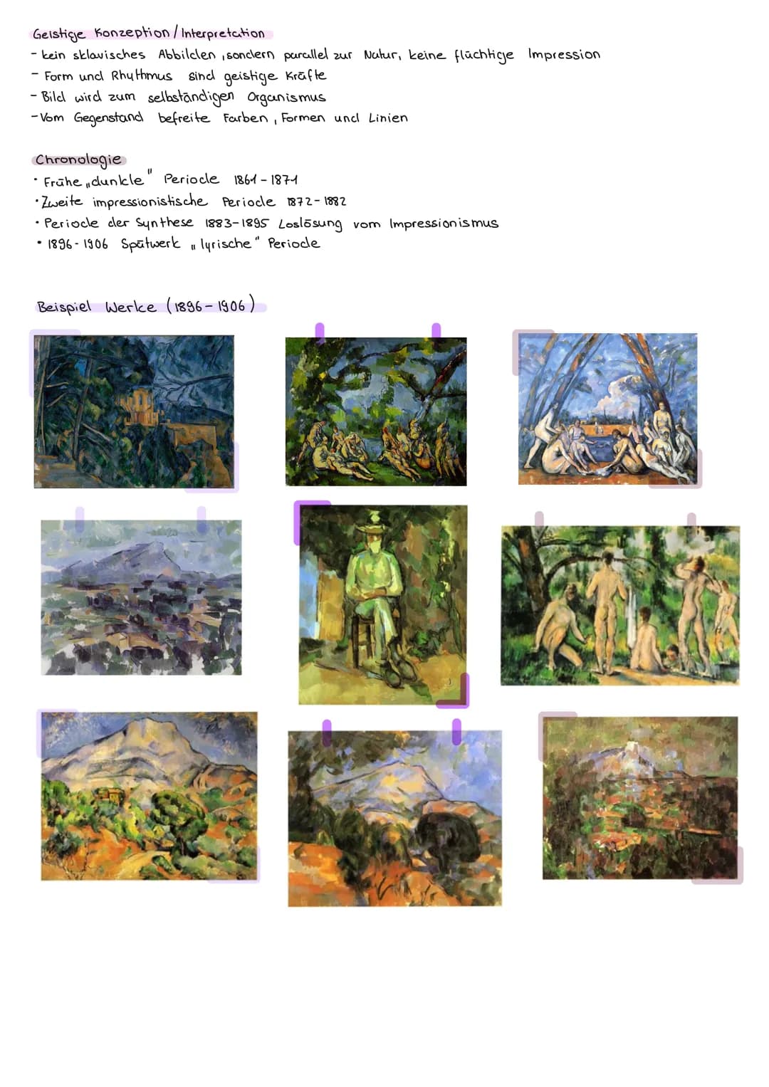 # Kunst Klausur Paul Cézanne

Paul cezanne (1839-506)

- Vorreiter der modernen Malerei

- Kunst als Harmonie parallel zur Natur

- Er sucht