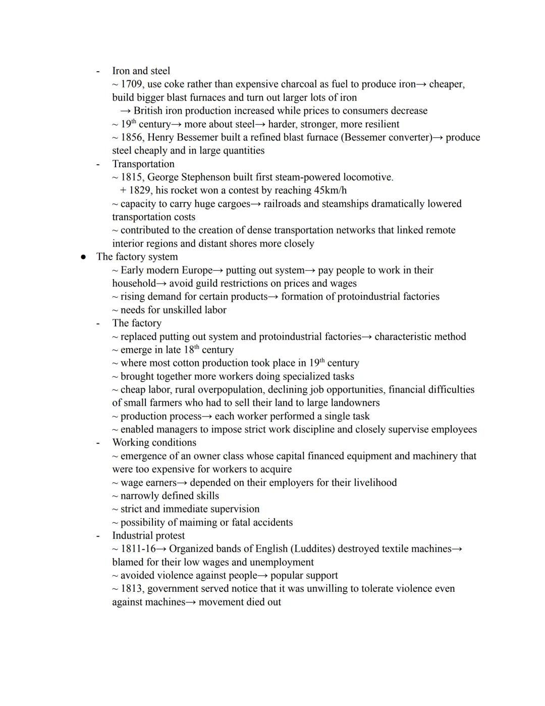 • Foundation of industrialization
~ started in Britain
Chapter 29 note
~ high agriculture production→ population growth→ work other than cul