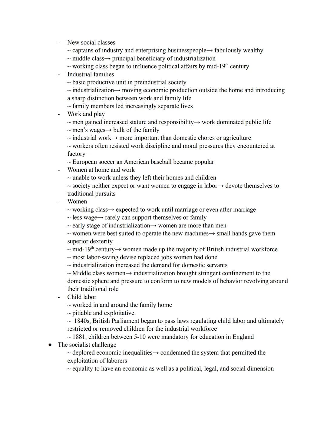 • Foundation of industrialization
~ started in Britain
Chapter 29 note
~ high agriculture production→ population growth→ work other than cul