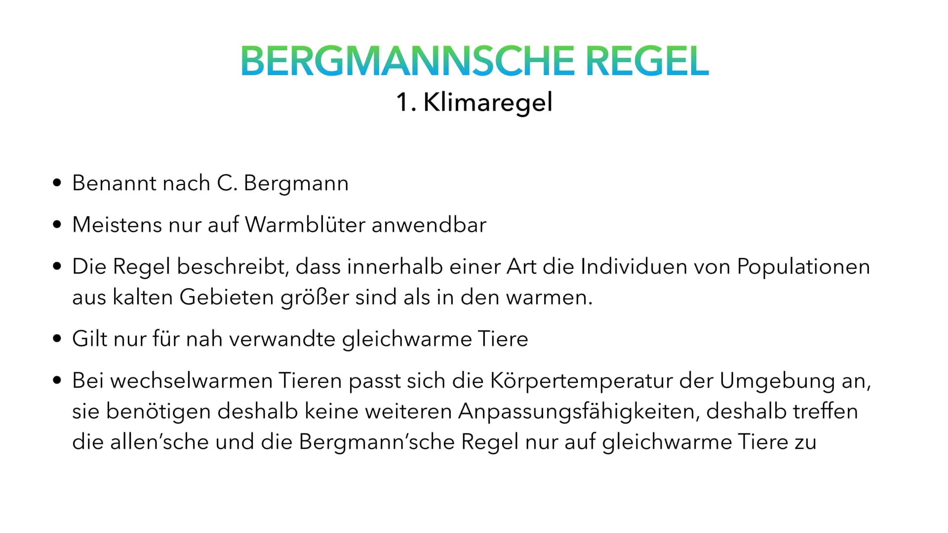 Klimaregeln # Agenda

*   Begriff „Klimaregel"
*   Bergmannsche Regel
*   Warum sind Pinguine in Kälteren Regionen größer?
*   Schaubild Ber