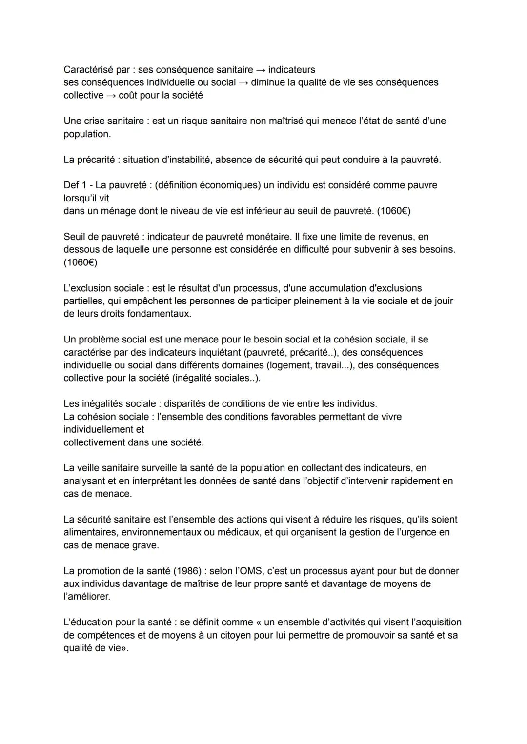 Définitions ST2S

Selon l'OMS, en 1946, la santé est << un état de complet bien-être physique, mental et social
et qui ne consiste pas seule