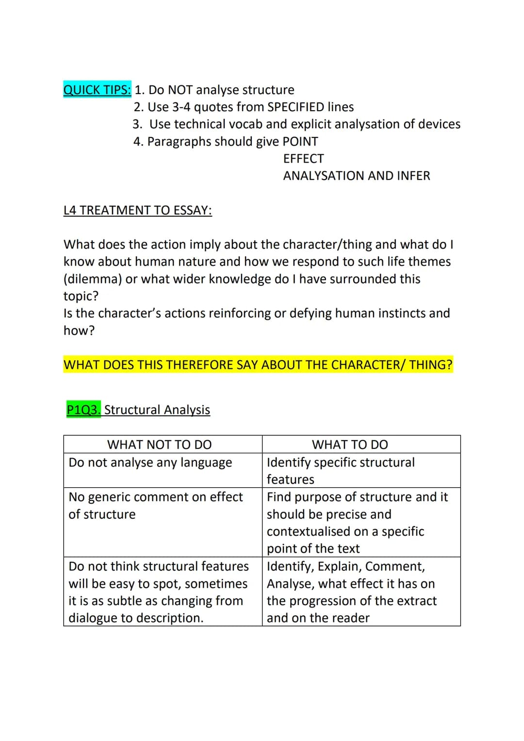 # ENGLISH LANGUAGE PAPER 1 NOTES ON ANSWERING
QUESTIONS AND THE FORMULA TO A GRADE NINE:

THIS EXAM IS 1HR 45 MINUTES AND CONSISTS OF 80 MAR