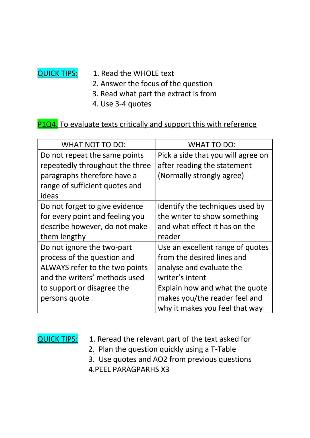 # ENGLISH LANGUAGE PAPER 1 NOTES ON ANSWERING
QUESTIONS AND THE FORMULA TO A GRADE NINE:

THIS EXAM IS 1HR 45 MINUTES AND CONSISTS OF 80 MAR