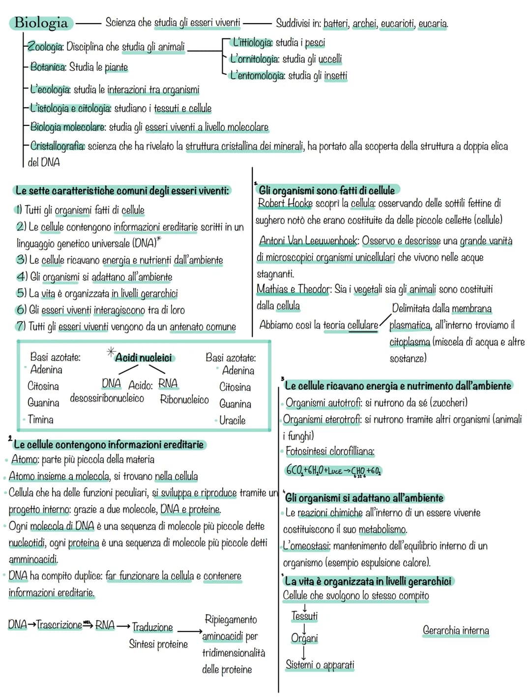 Biologia Scienza che studia gli esseri viventi. Suddivisi in: batteri, archei, eucarioti, eucaria.

-Zoologia: Disciplina che studia gli ani