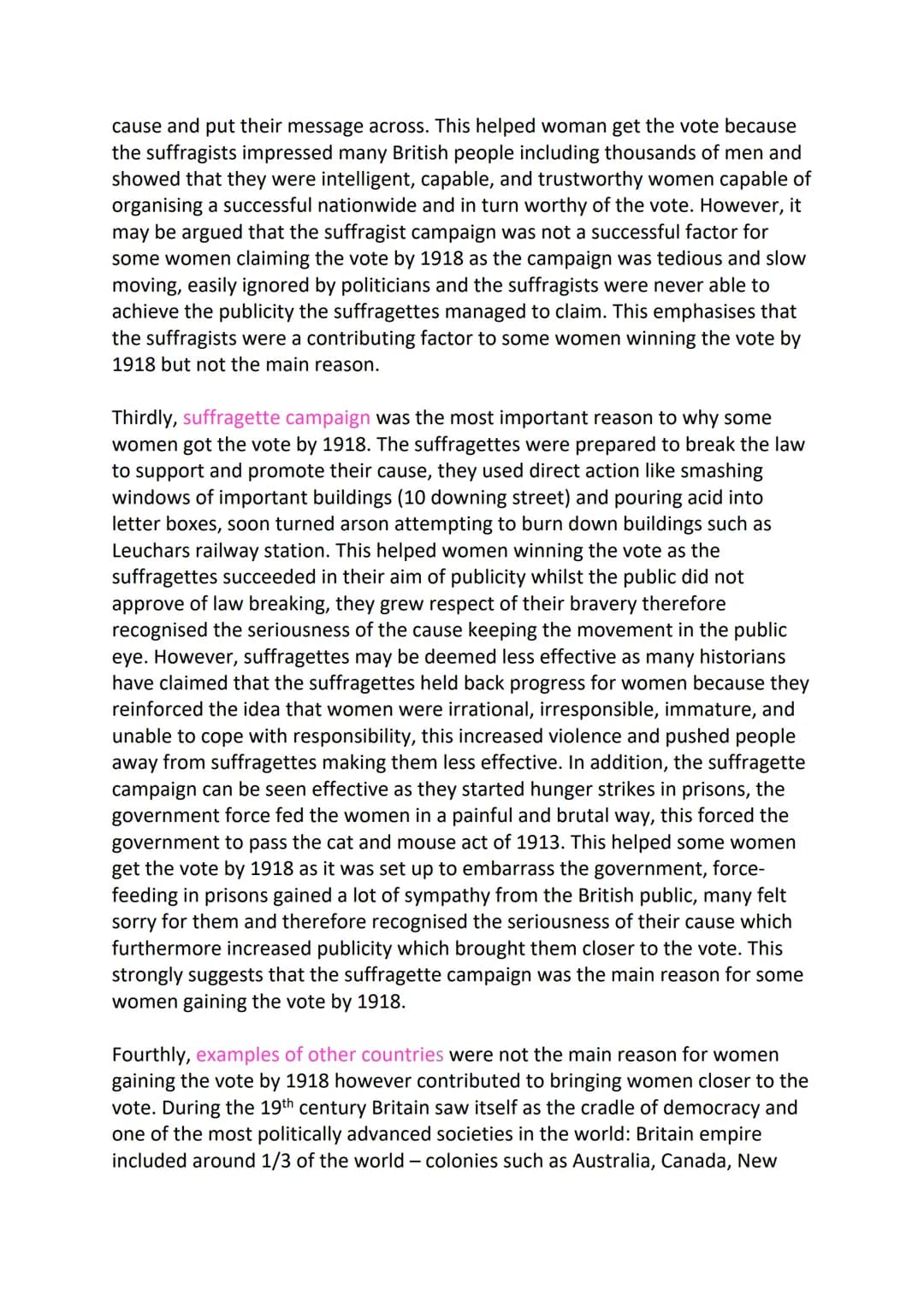 TO WHAT EXTENT WAS FACTOR X THE MAIN REASON SOME WOMEN GOT THE VOTE BY
1918?

It may be argued that factor x was the main reason women were 