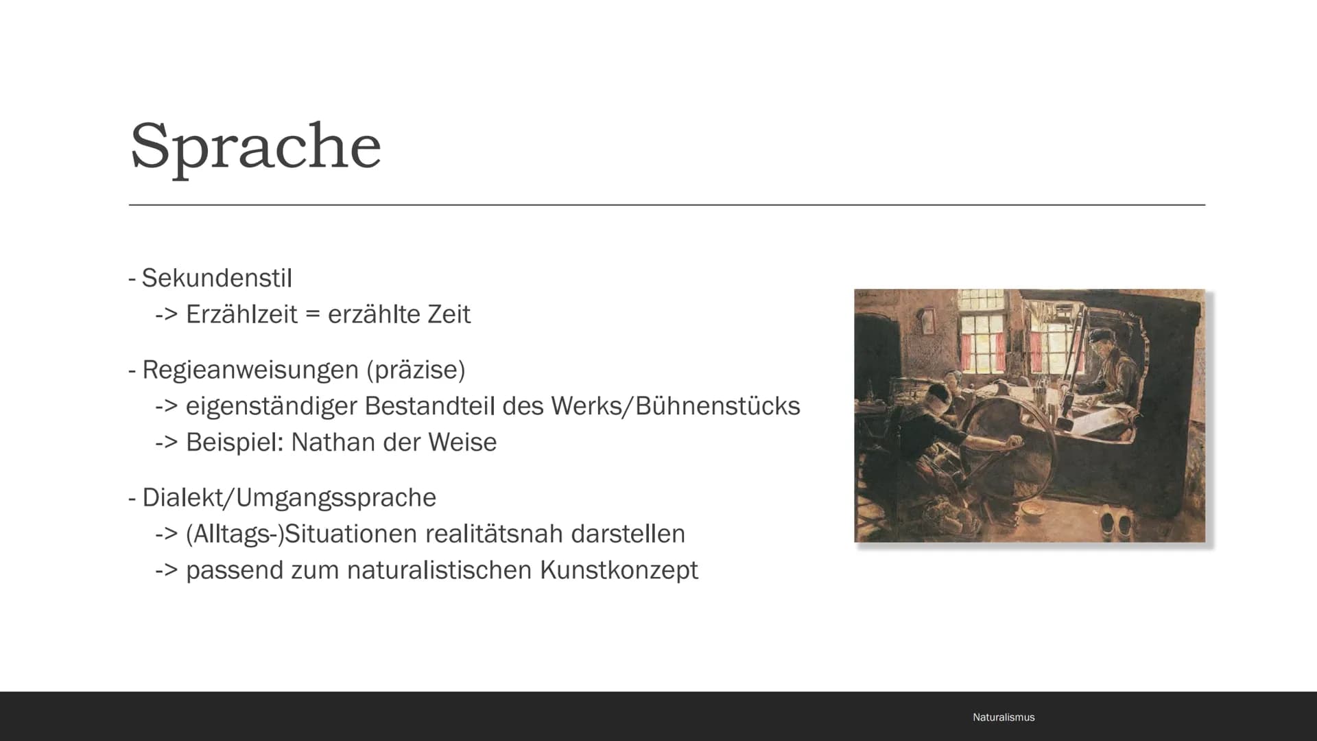 Naturalismus

1880-1900 # Inhaltsverzeichnis

- Begriff und Eingrenzung
- Zeitgeschichtliche Rahmenbedingungen
- Weltbild, Menschenbild und 