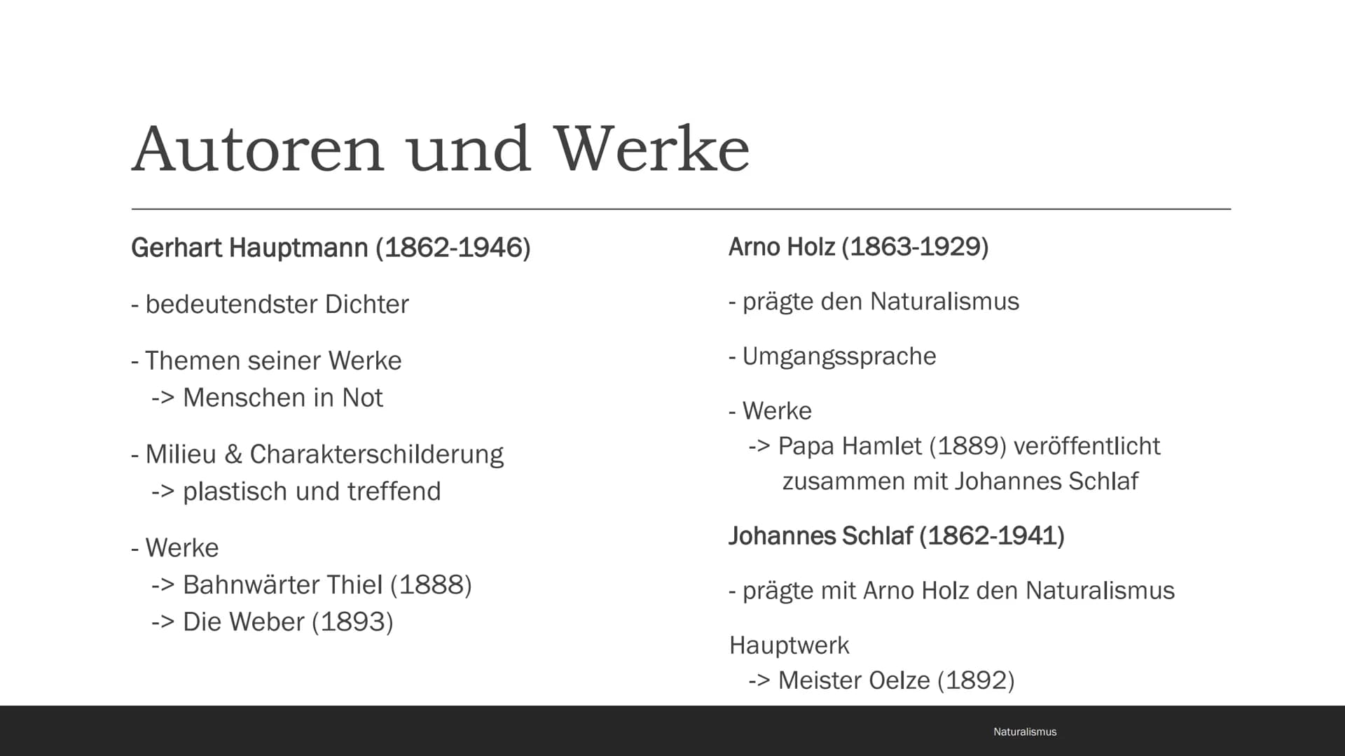 Naturalismus

1880-1900 # Inhaltsverzeichnis

- Begriff und Eingrenzung
- Zeitgeschichtliche Rahmenbedingungen
- Weltbild, Menschenbild und 