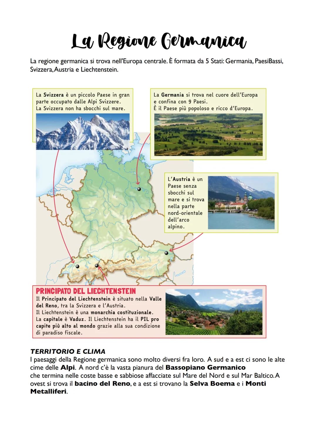 
<p><strong>La posizione geografica</strong><br>La regione germanica si trova nell'Europa centrale ed è formata da 5 stati: Germania, Paesi 