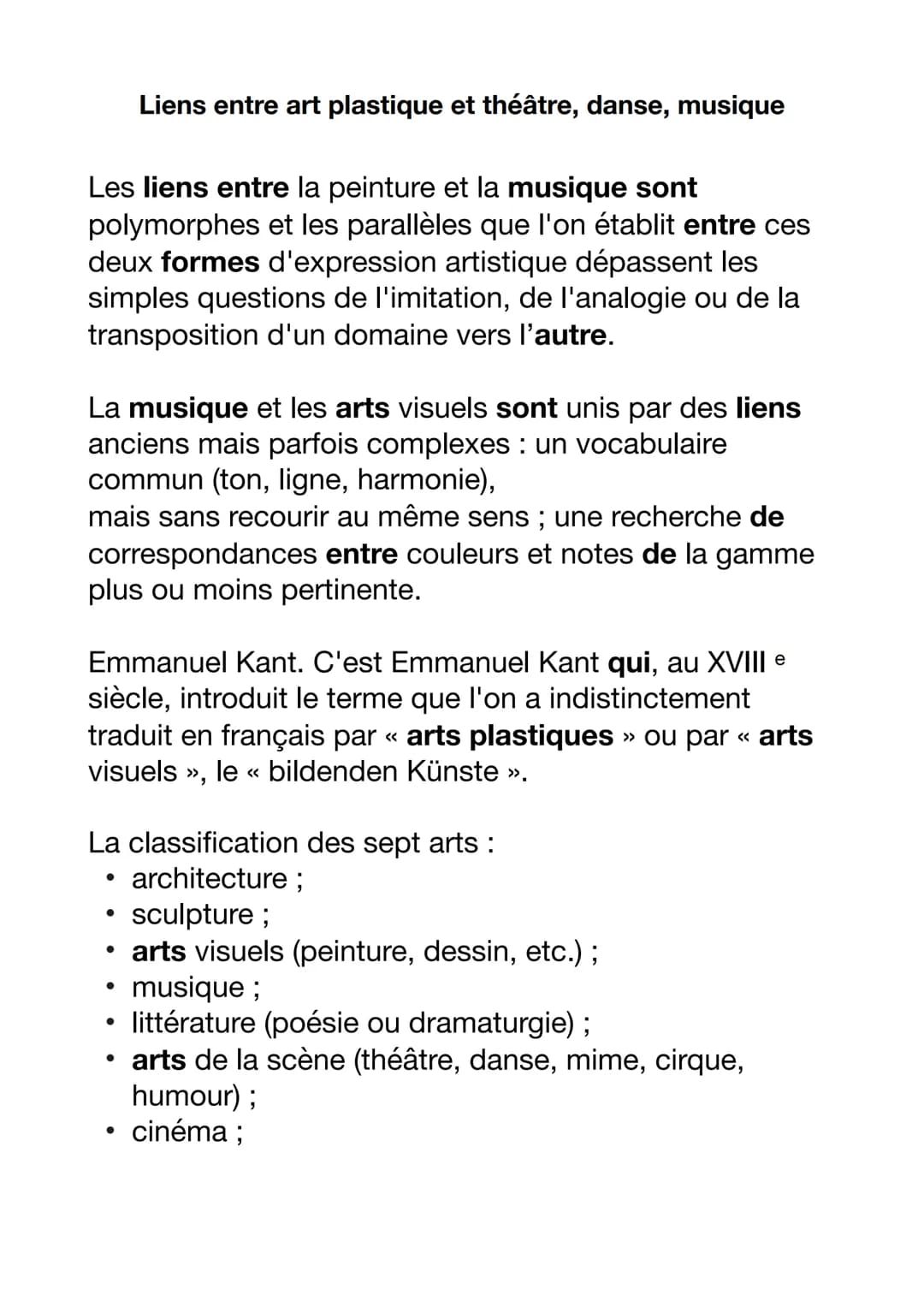 # Liens entre art plastique et théâtre, danse, musique

Les liens entre la peinture et la musique sont
polymorphes et les parallèles que l'o
