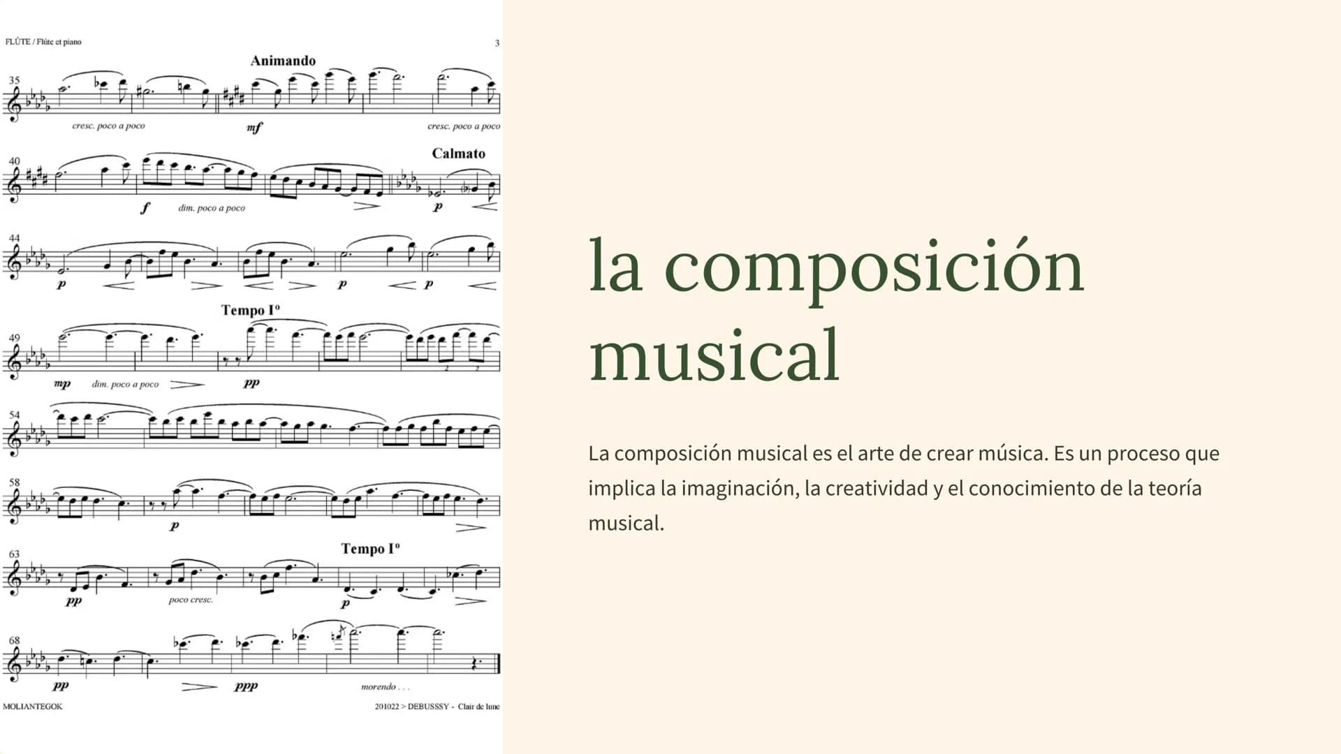 FLUTE/Flûte et piano
35
Animando
3
cresc. poco a poco
mf
cresc. poco a poco
40
Calmato
dim. poco a poco
p
44
49
Tempo Iº
ENE musical
mp
dim.