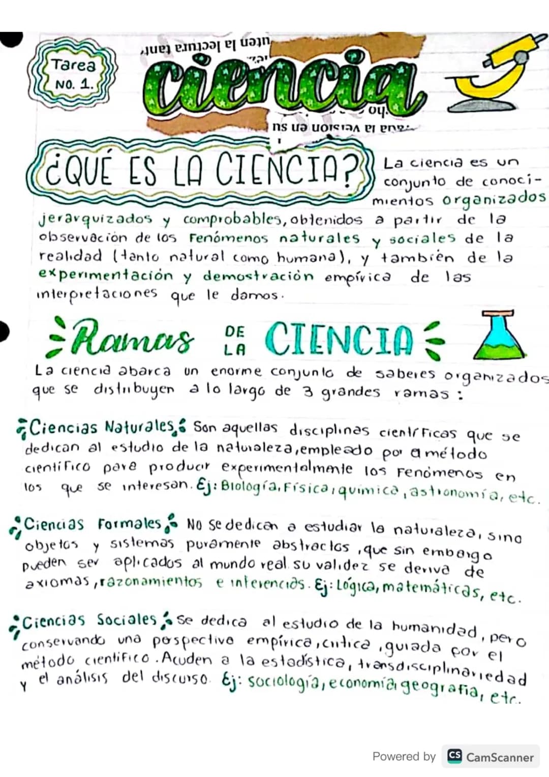 Tarea
NO. 1.

ciencia

ns uǝ uoi

¿QUE ES LA CIENCIA?

La ciencia es un
conjunto de conoci-
mientos organizados
jerarquizados y comprobables