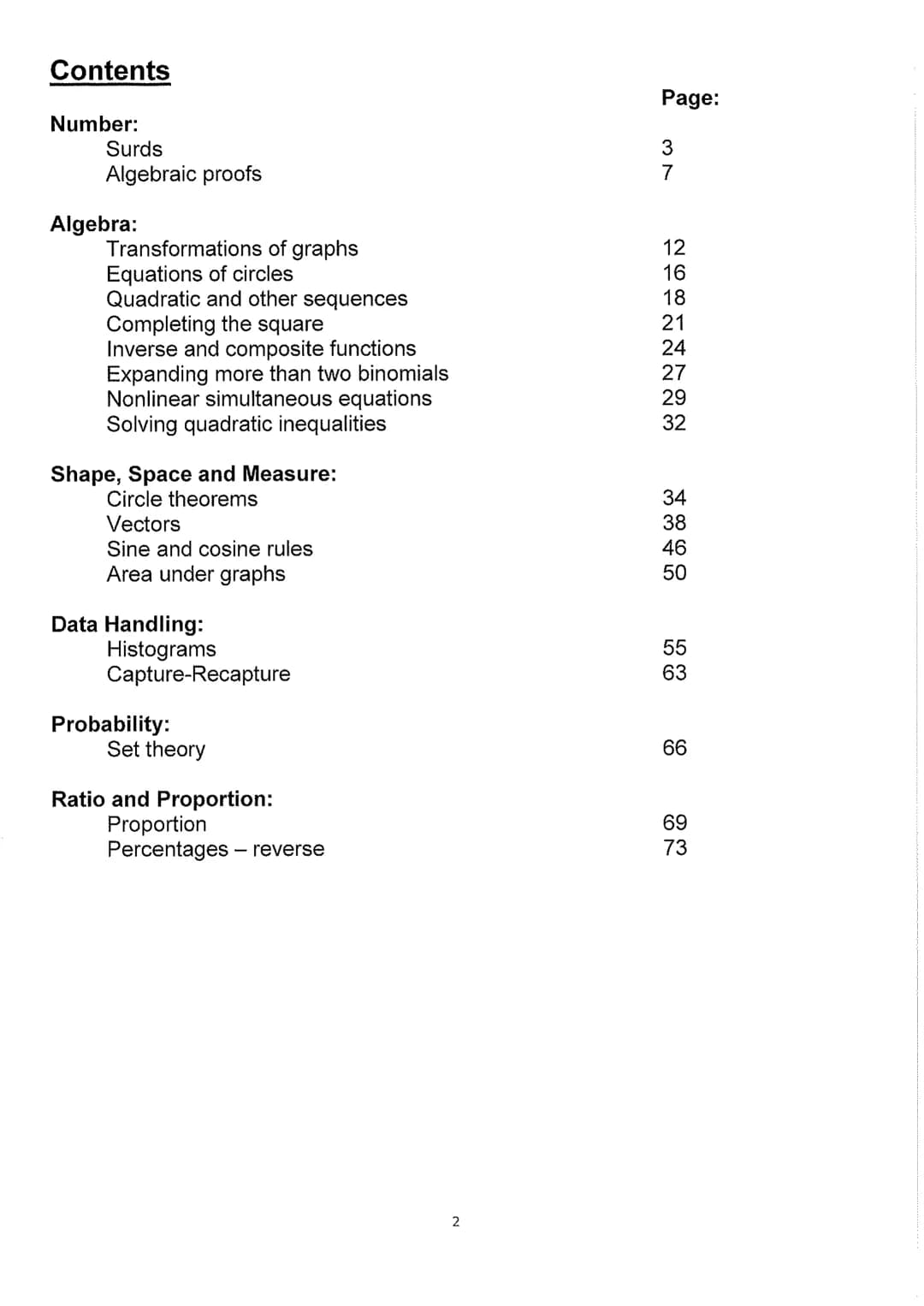 GCSE MATHEMATICS

Aiming for Grade 9

REVISION BOOKLET

Exam Dates:





Pizi

MATHS

Name:
Worked solutions Contents

Number:
Surds
Algebra