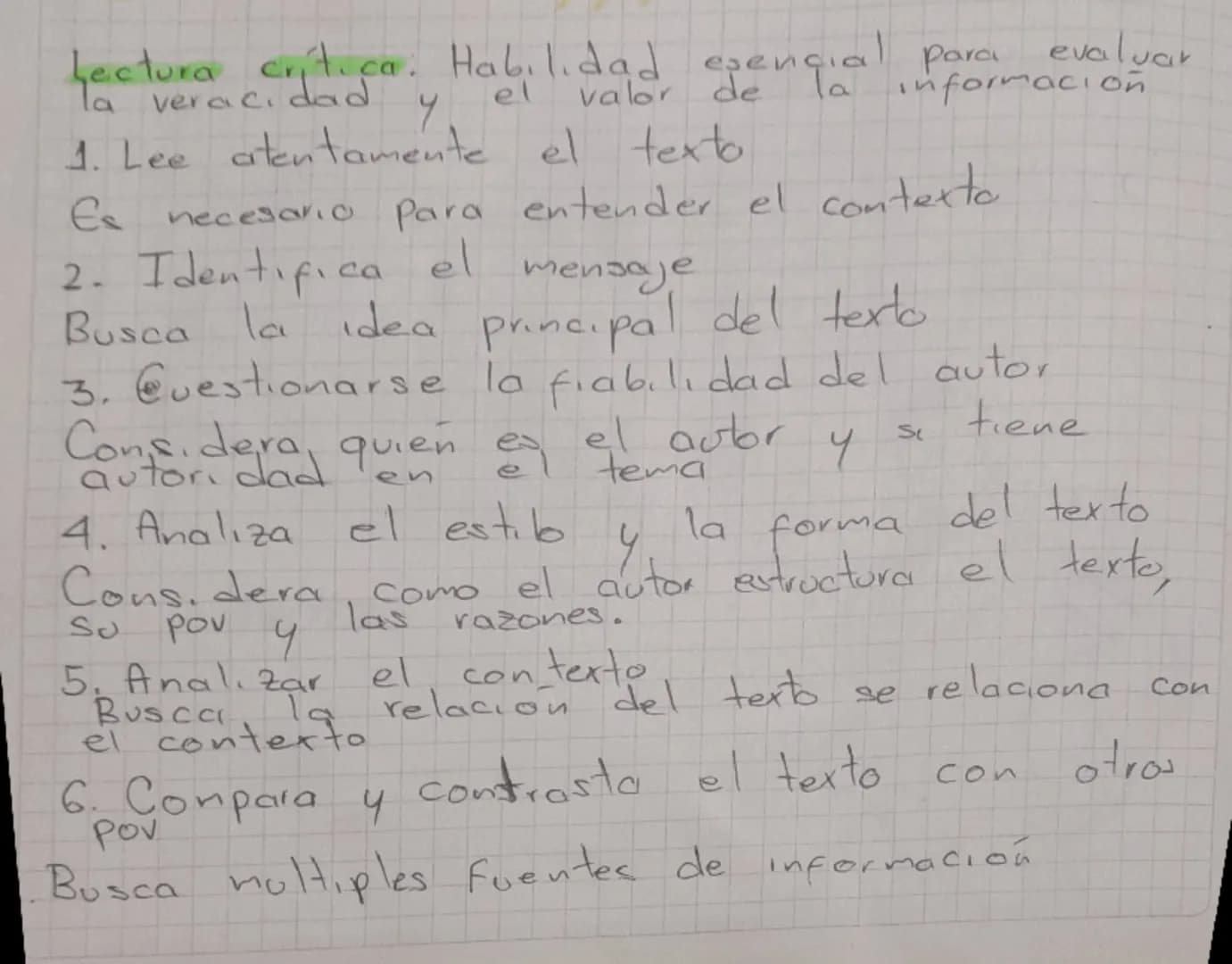 Lectura crítica. Habilidad esencial para evaluar
la veracidad y el valor de la información
1. Lee atentamente el texto
Es necesario para ent