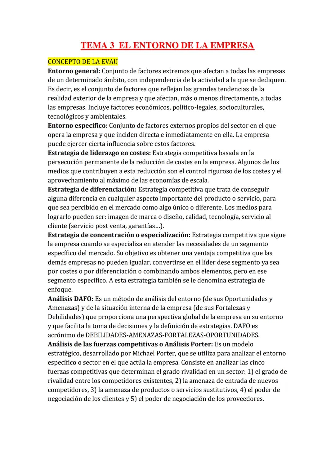 
<h2>TEMA 1: LA EMPRESA</h2>
<h3>Conceptos de la EVAU</h3>
<p>  <strong>Empresa:</strong> Es la unidad básica de producción que se encarga d