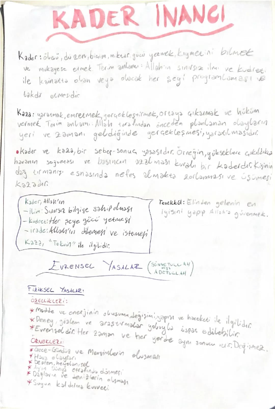 KADER INANCI
Kader: ölçü, du zen, biçim, miktar guci yermek, kıymetini bilmet
Ve
mukayese etmek. Terim anlamı: Allah in sınırsız ilmi ve kud