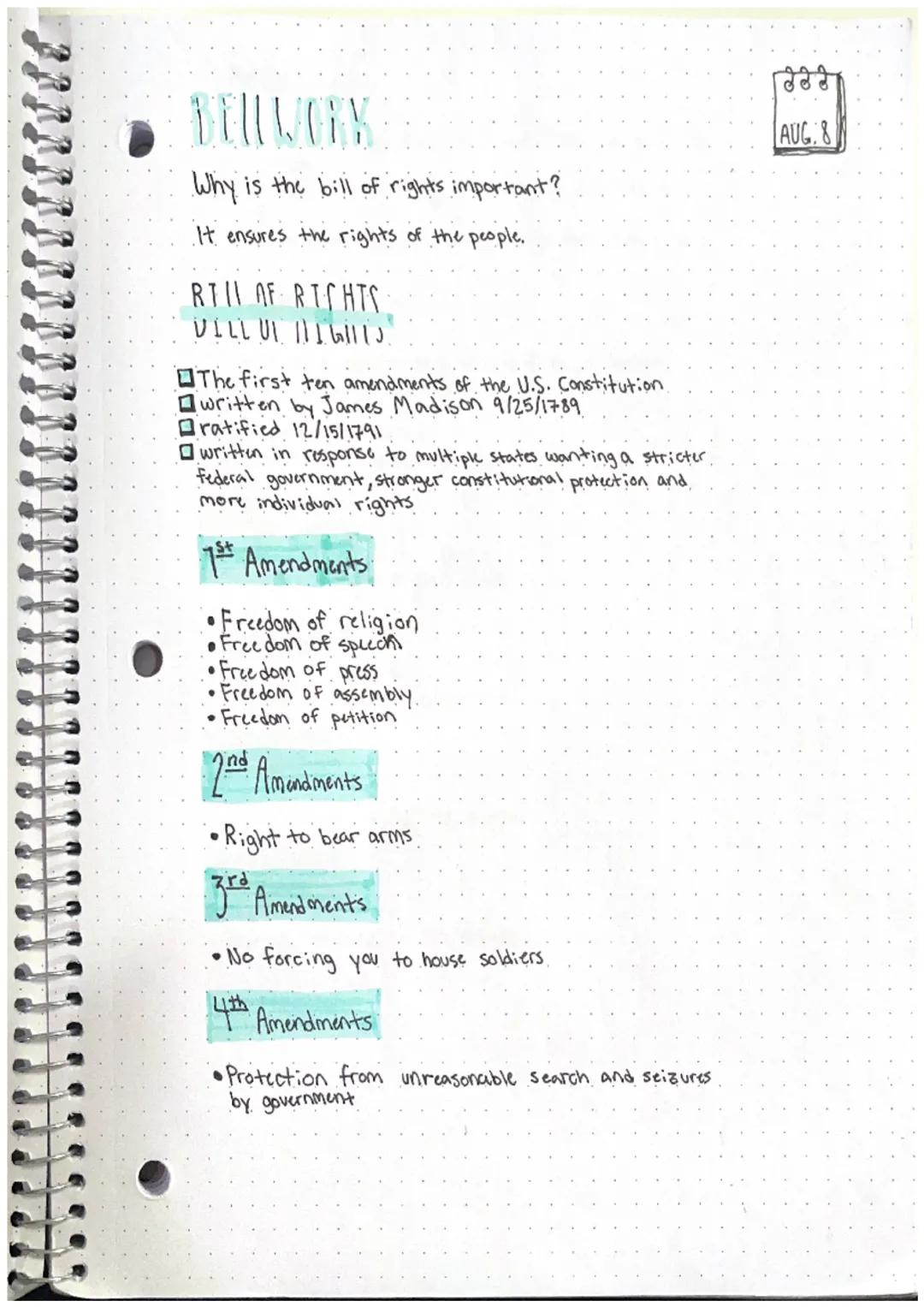 BELLAJORK

Why is the bill of rights important?
It ensures the rights of the people.

RTIL OF RICHTS
VILLUI IIIIIJ

$

$

$

The first ten a