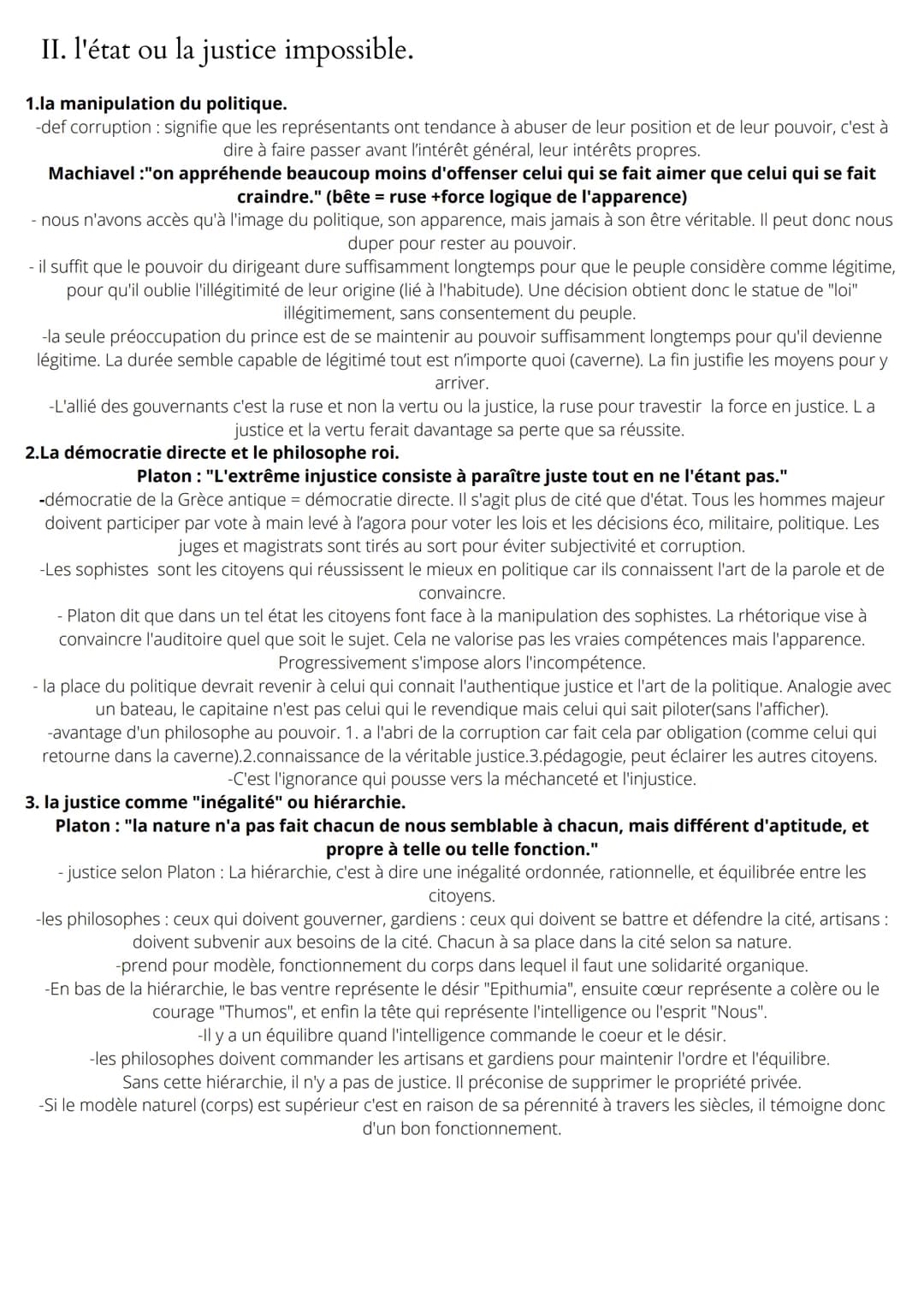 # Chapitre 4: Quel justice sans état ?

définition "justice" : - conforme aux droits (jus en latin) => légalité
- égalité ou proportion => é