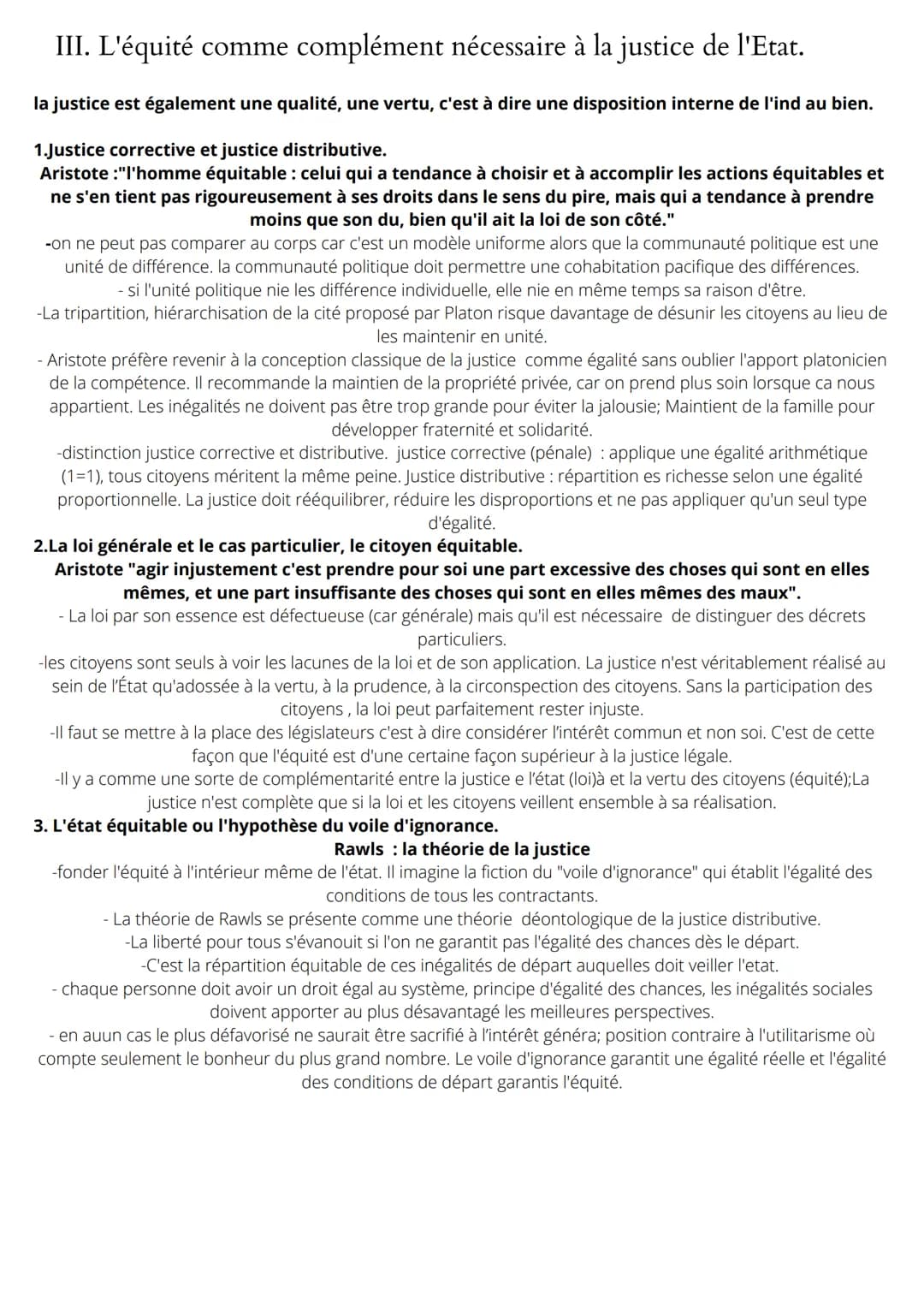 # Chapitre 4: Quel justice sans état ?

définition "justice" : - conforme aux droits (jus en latin) => légalité
- égalité ou proportion => é