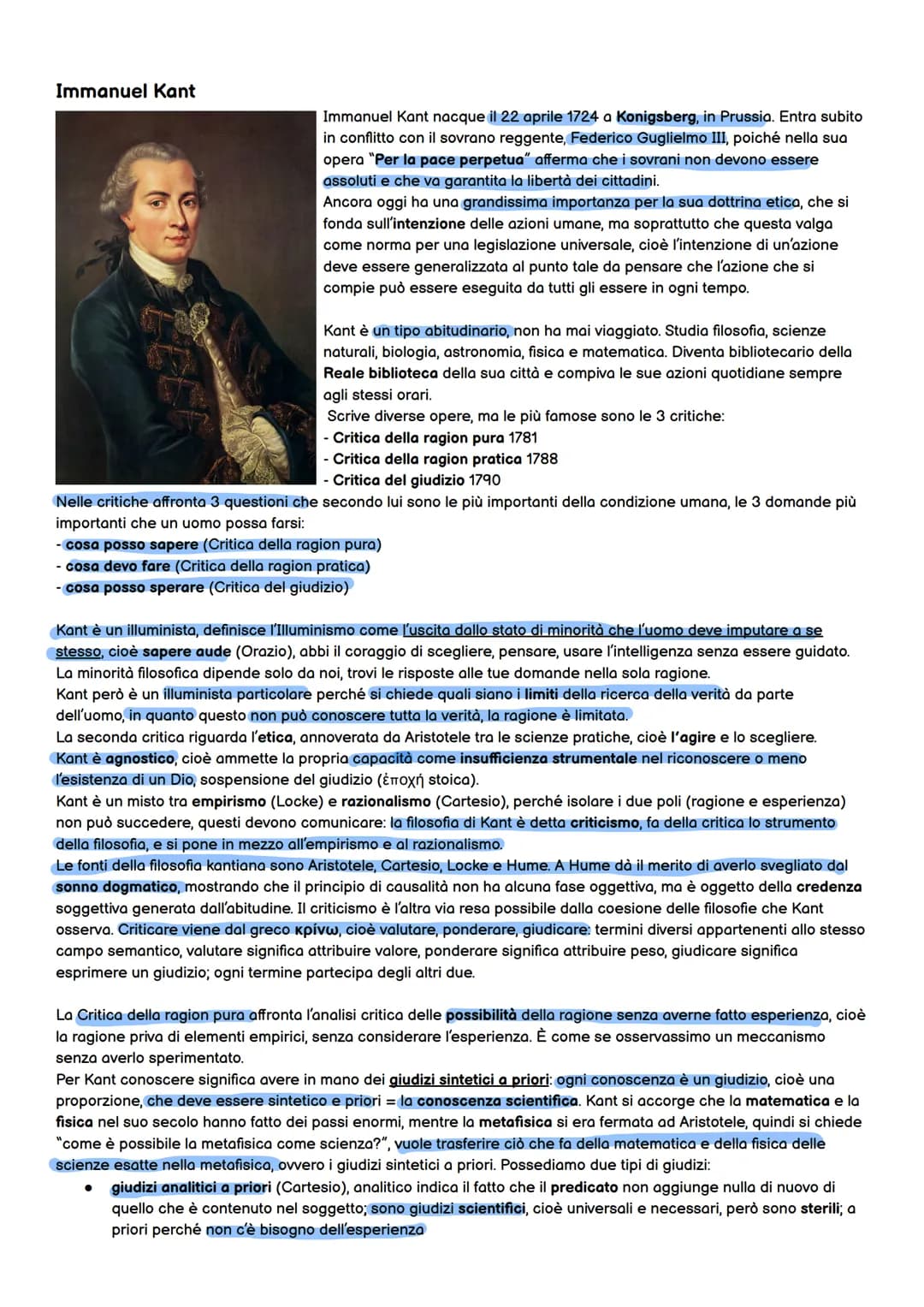 Immanuel Kant

Immanuel Kant nacque il 22 aprile 1724 a Konigsberg, in Prussia. Entra subito
in conflitto con il sovrano reggente, Federico 
