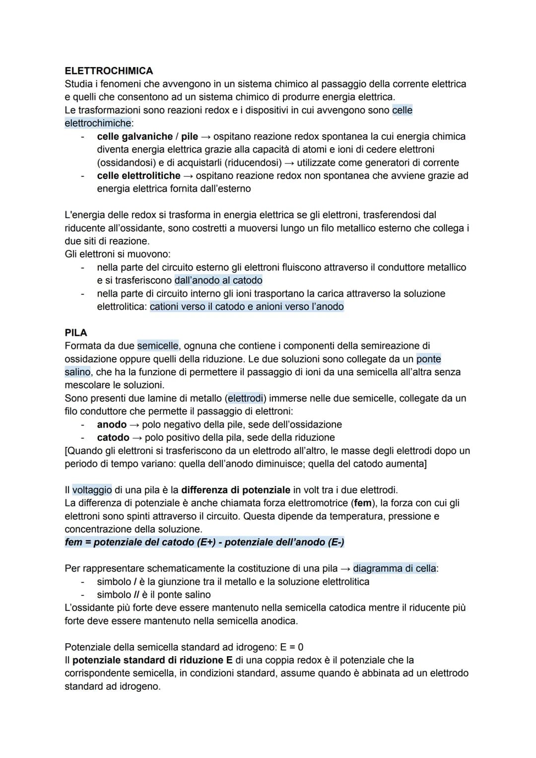 # ELETTROCHIMICA

Studia i fenomeni che avvengono in un sistema chimico al passaggio della corrente elettrica
e quelli che consentono ad un 