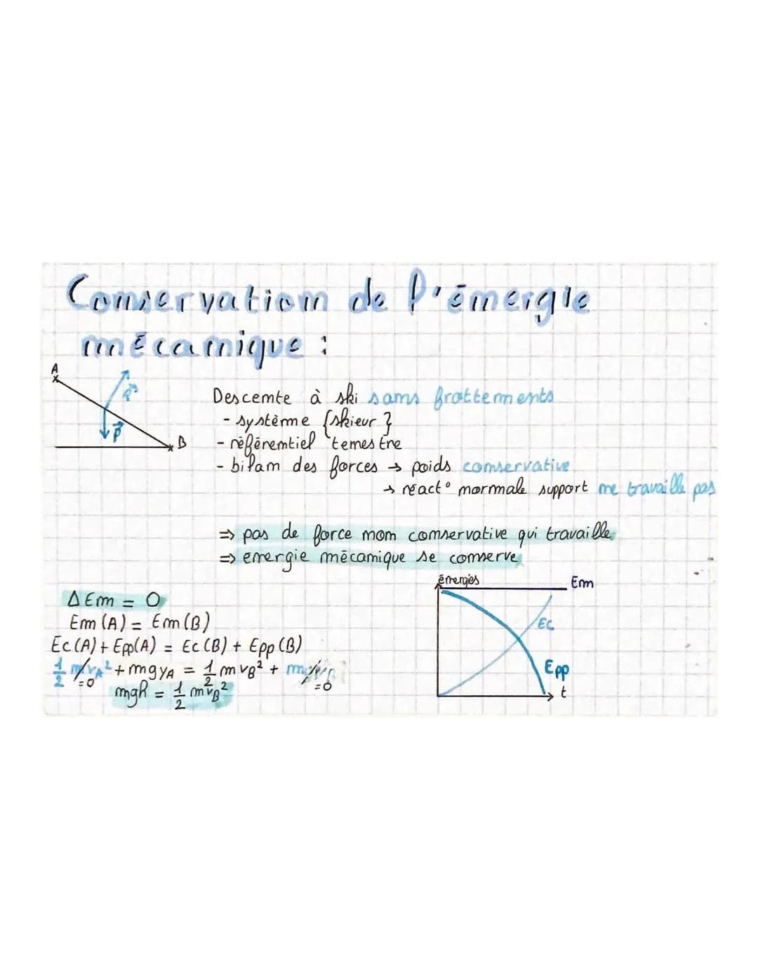 • THEME 2

Chapitre 9: Chéorème de l'énergie
mécanique

Force conservative

> force domt le travail emtre 2 points est indépendante du chemi