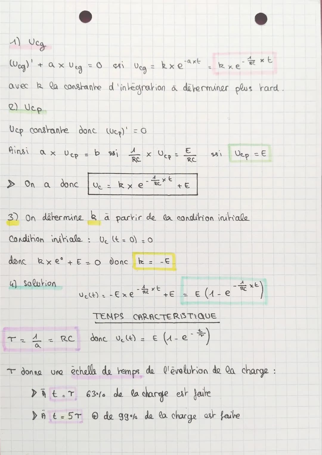 LE DIPOLE RC
PLE SAT.

FORMULES

en v
$U_R = R x I$

Tension aux bornes d'une résistance

en

en A

$U_{AB} + U_{BC} + U_{CA} = O$ donc $U_{