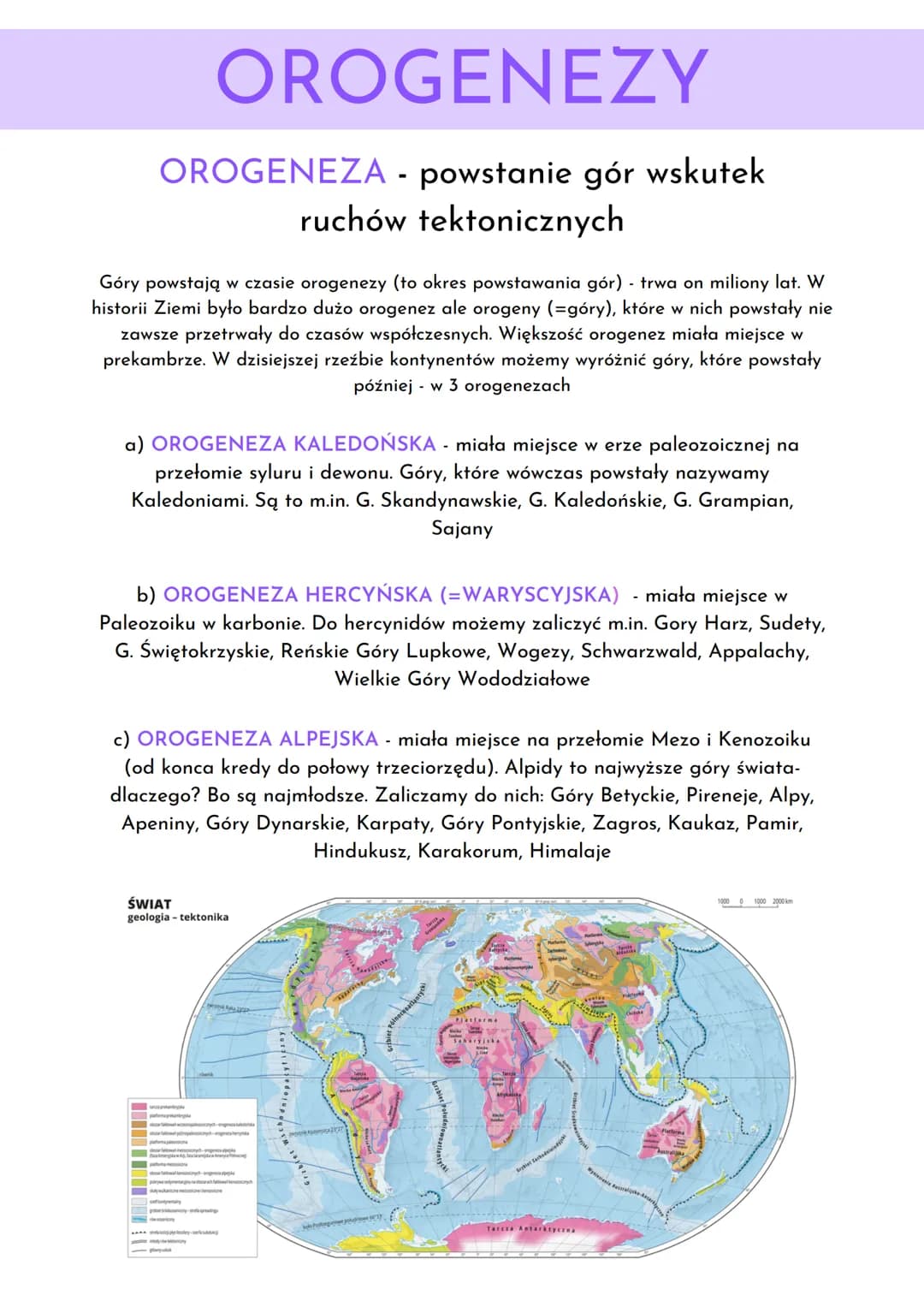 # OROGENEZY

OROGENEZA - powstanie gór wskutek
ruchów tektonicznych

Góry powstają w czasie orogenezy (to okres powstawania gór) - trwa on m