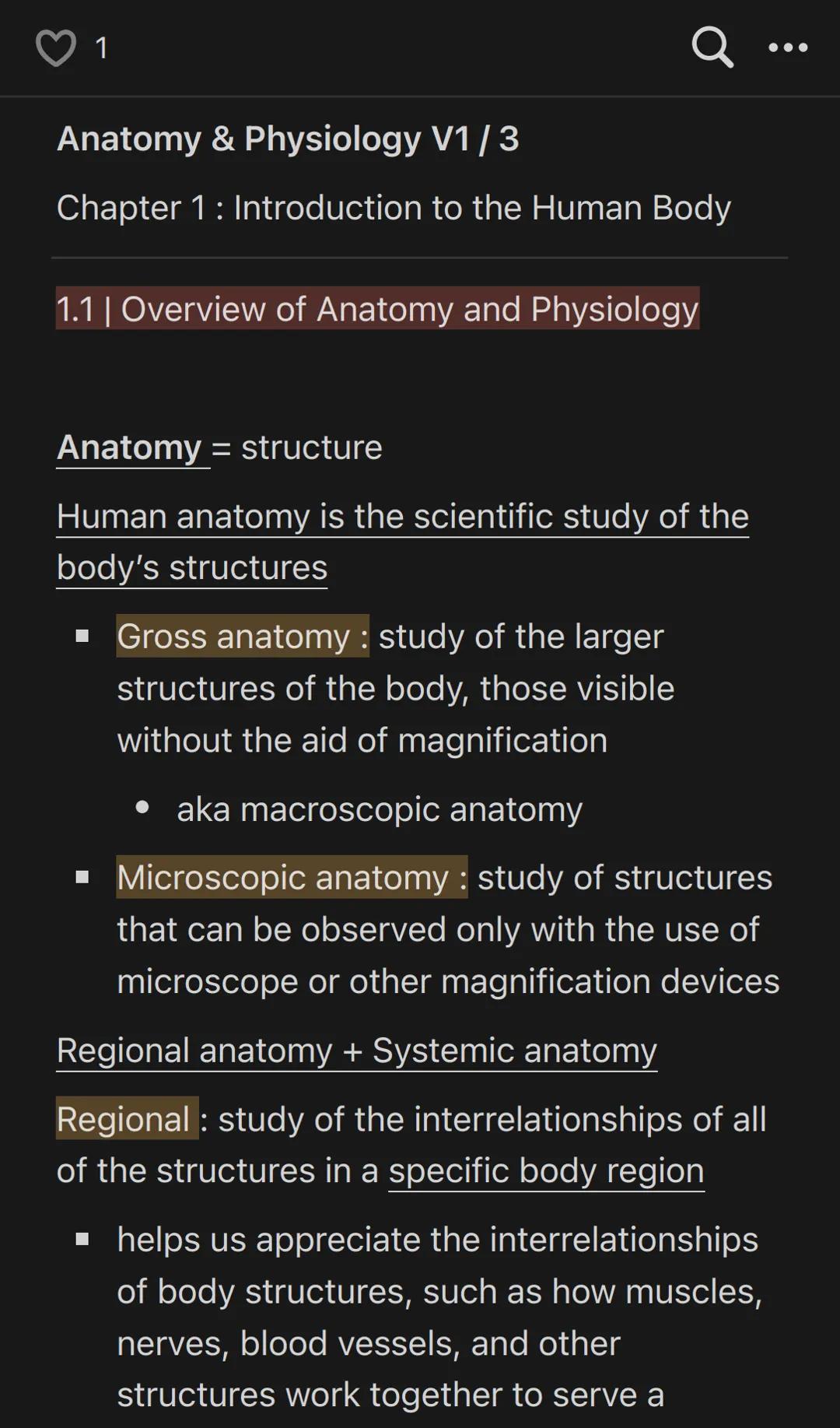 1

Anatomy & Physiology V1/3

Chapter 1: Introduction to the Human Body

1.1 | Overview of Anatomy and Physiology

Anatomy = structure

Huma