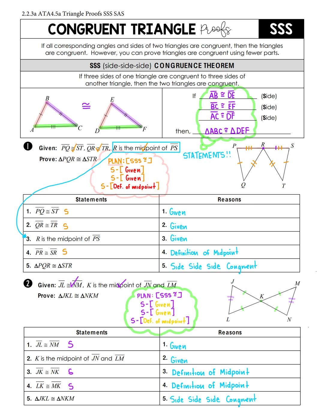 <h2 id="introduction">Introduction</h2>
<p>Triangle proofs SSS, SAS, and other methods can be used to prove triangles congruent. There are f