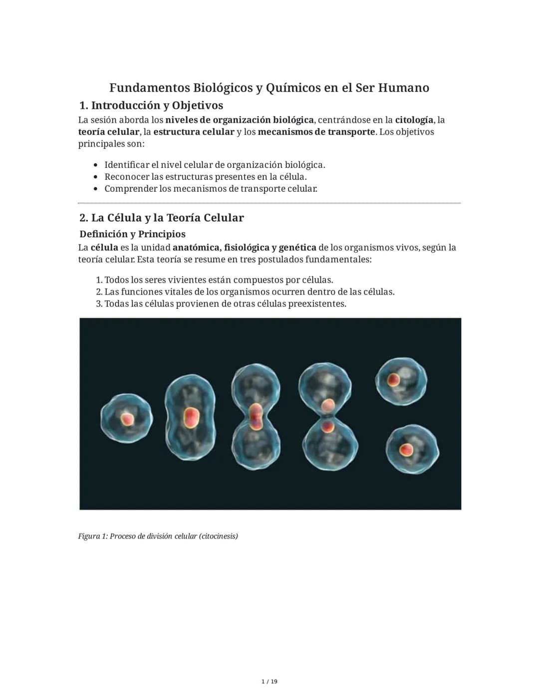 Fundamentos Biológicos y Químicos en el Ser Humano
1. Introducción y Objetivos
La sesión aborda los niveles de organización biológica, centr