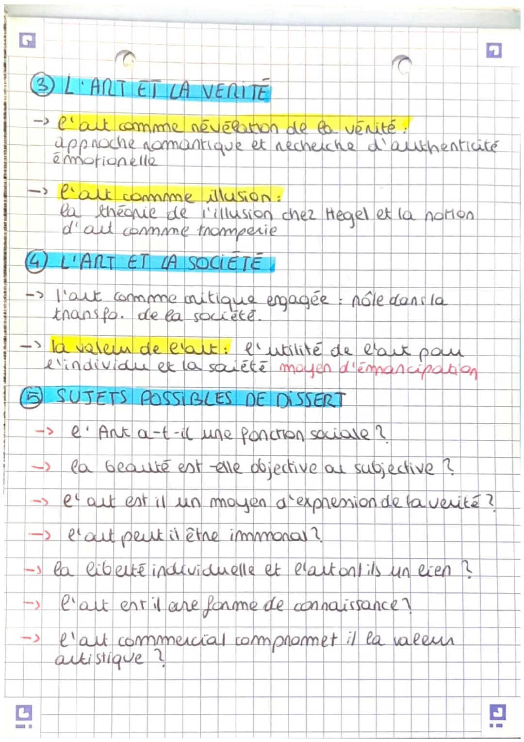 # L' ART FICHE PHILO NUMERO

INTRODUCTION

→L'ART mani peste le désin humain de créen
du beau

dep exacte: expression creative de la beaute

