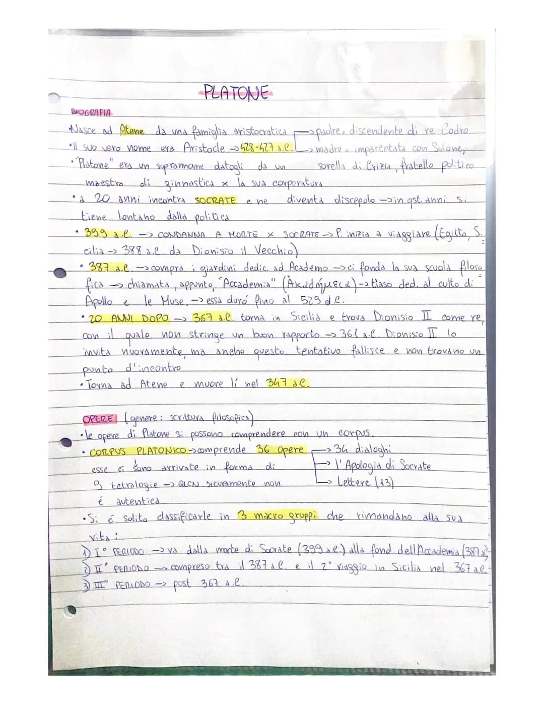 # PLATONE

BIOGRAFIA

Nasce ad Atene da una famiglia aristocratica padre, discendente di re Codro

•Il suo vero nome era Aristocle-428-427a.